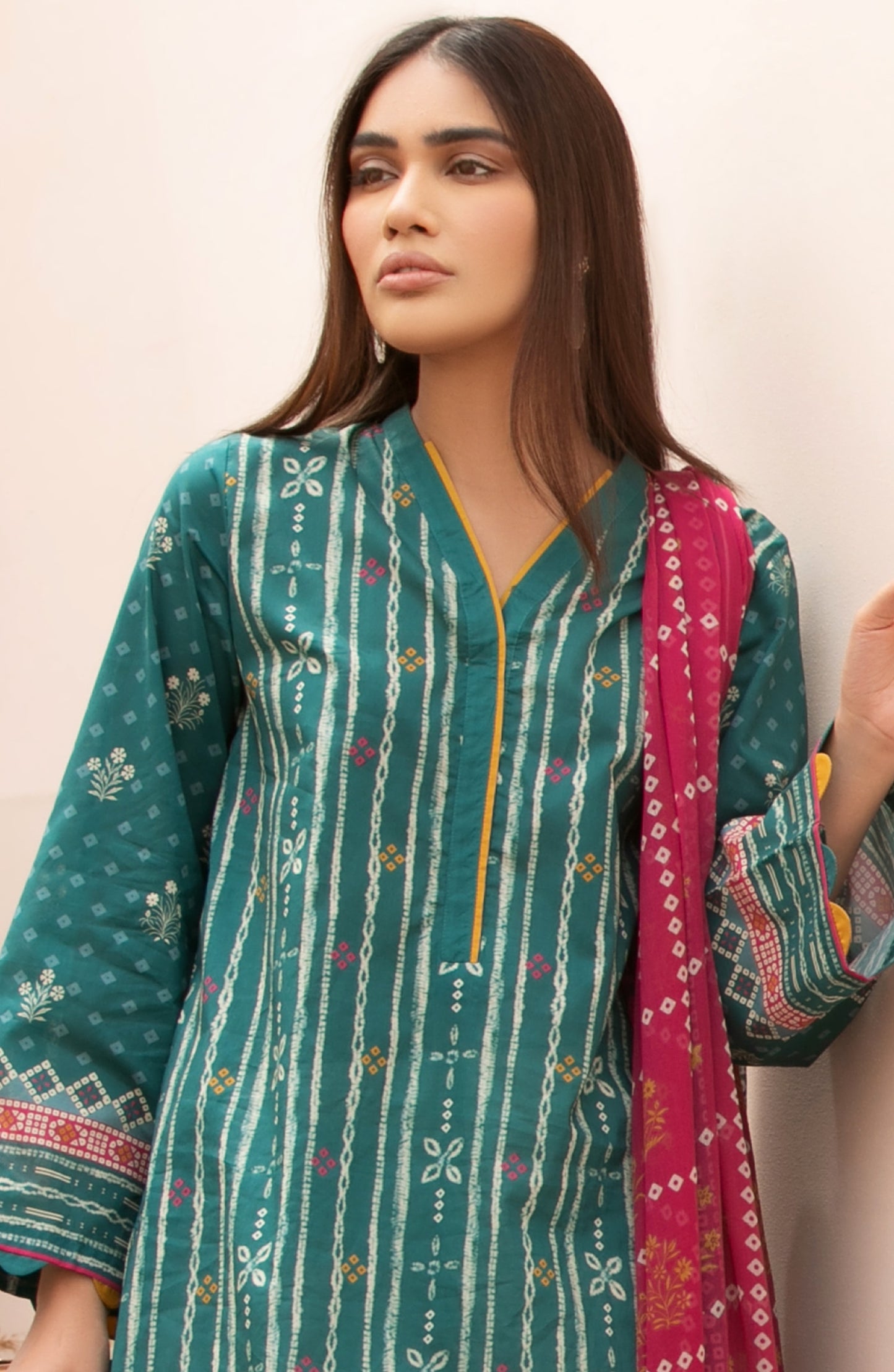 Unstitched 2 Piece Printed Lawn Shirt Chiffon Dupatta