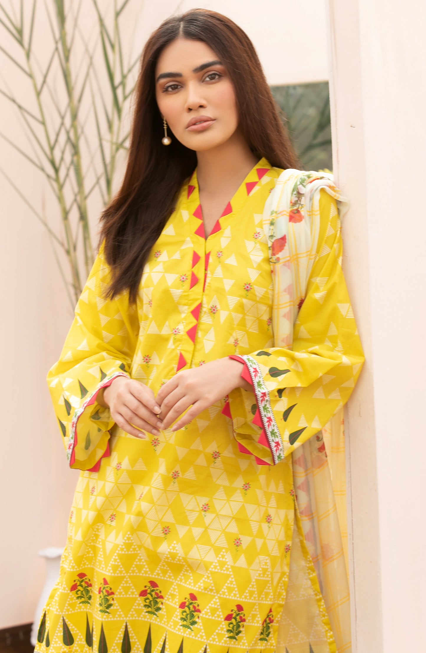 Unstitched 2 Piece Printed Lawn Shirt Chiffon Dupatta