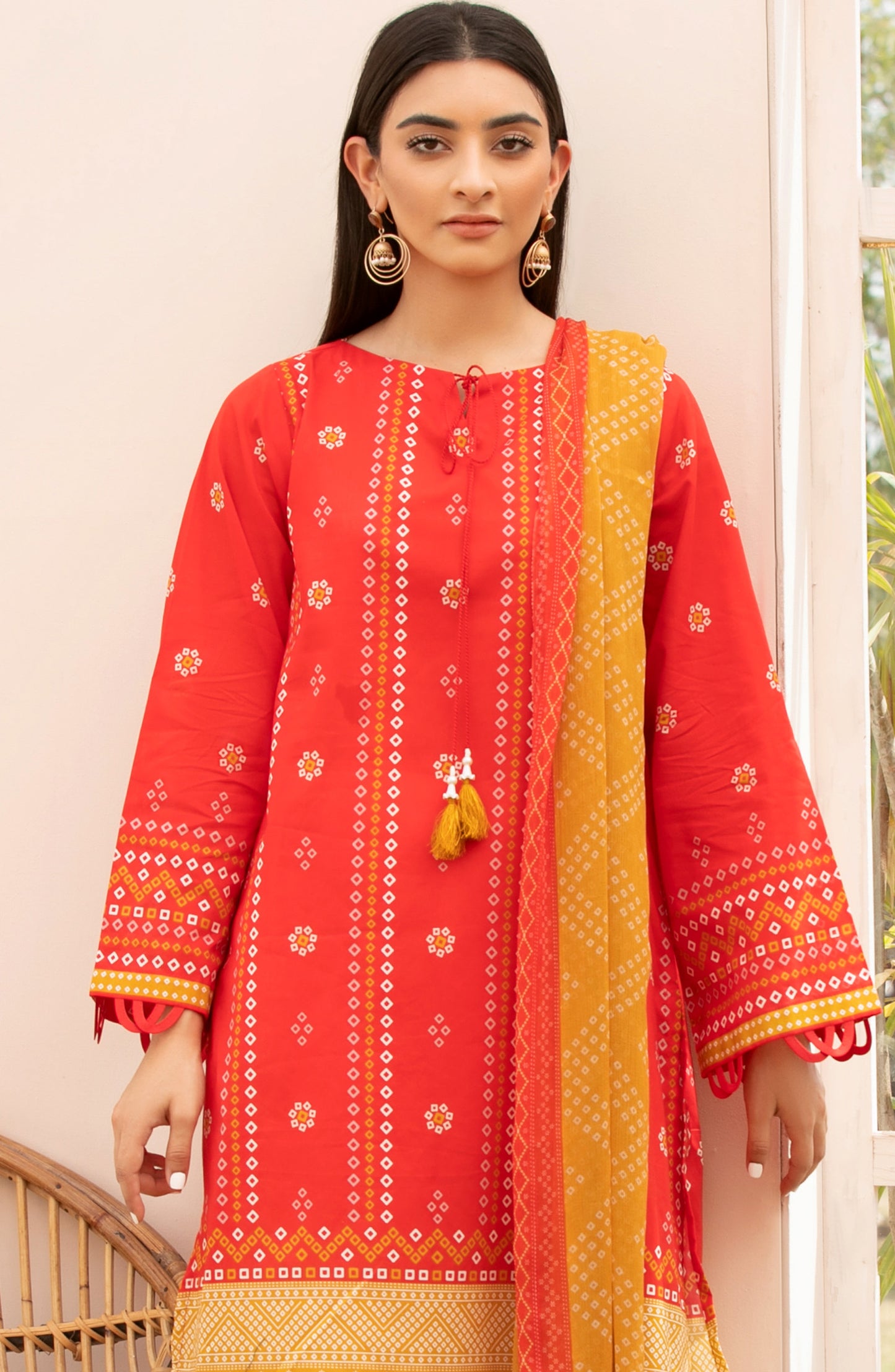 Unstitched 2 Piece Printed Lawn Shirt Chiffon Dupatta