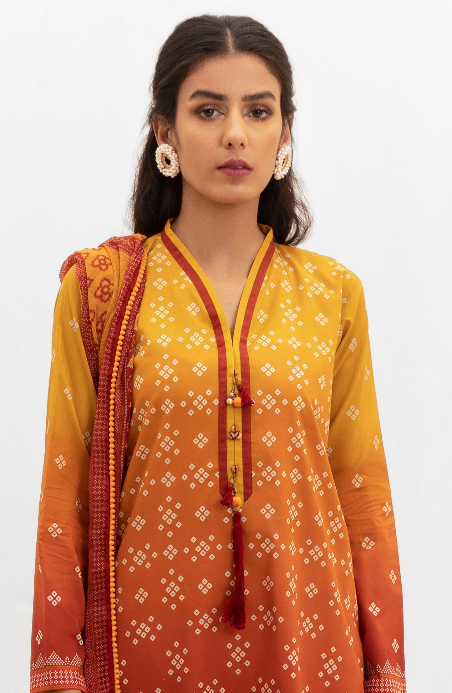 NRDS-21-091/U ORANGE LAWN  UNSTITCHED SHIRT DUPATTA