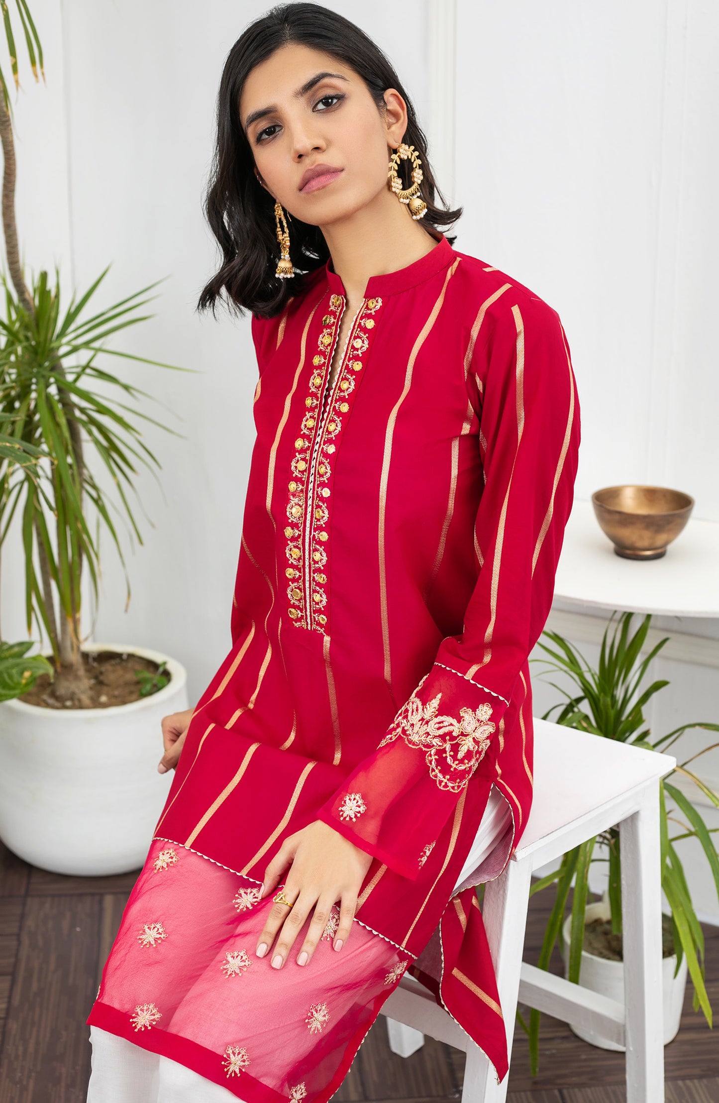 Unstitched 1 Piece Embroidered Maysuri Shirt