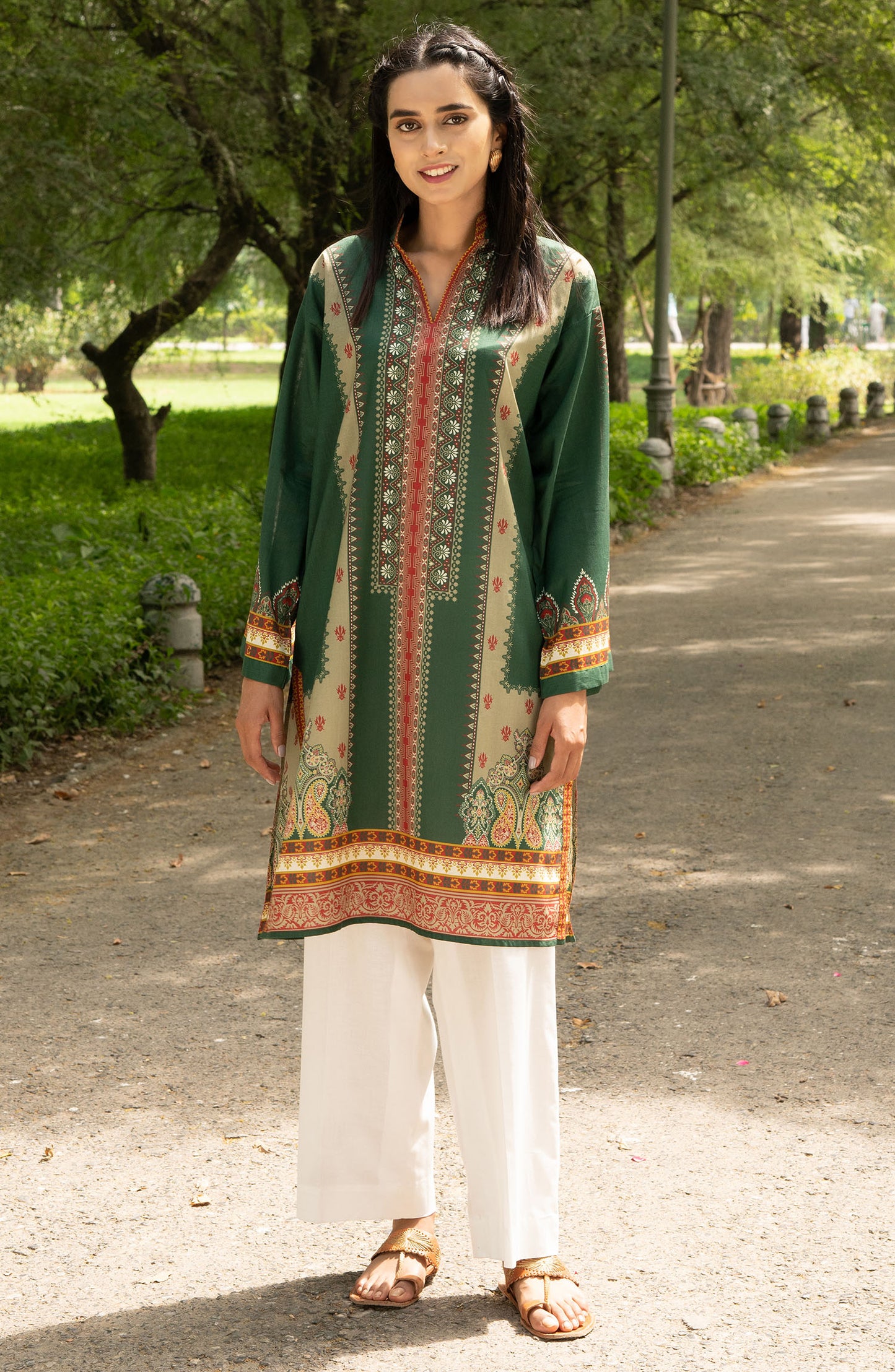 Unstitched 1 Piece Printed Lawn Shirt (NRD-358 GREEN)