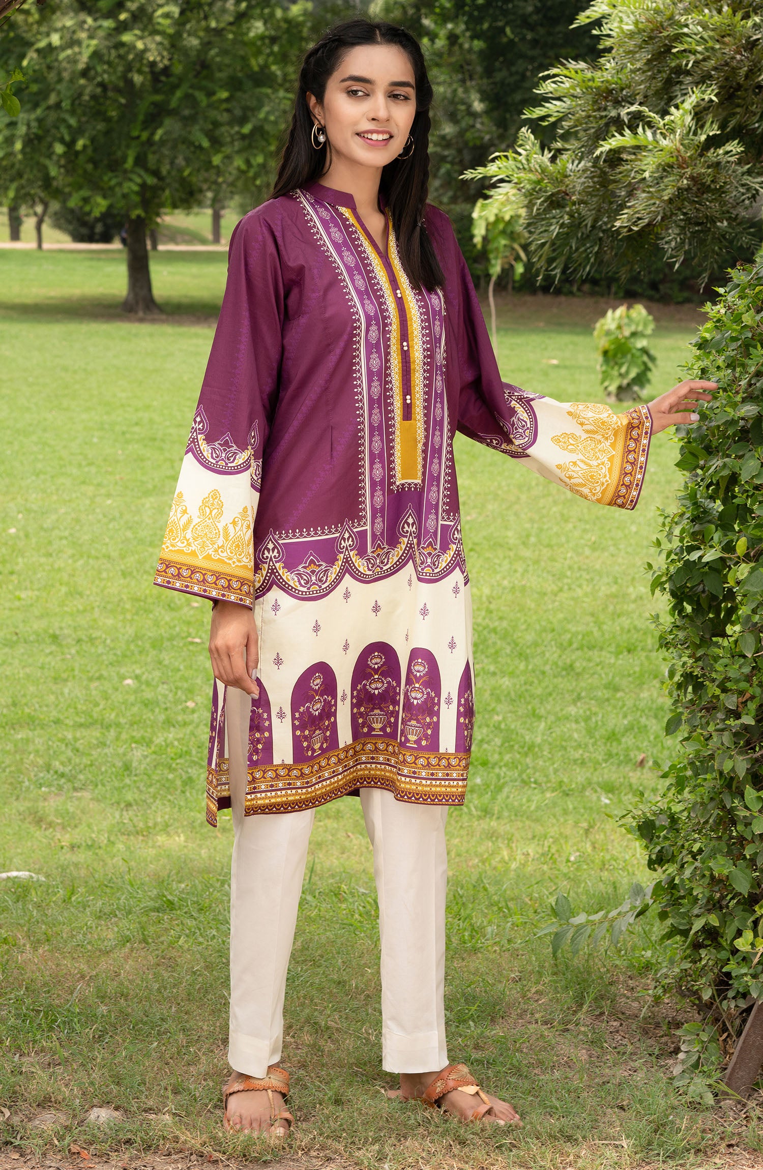 Unstitched 1 Piece Printed Lawn Shirt (NRD-357 PURPLE)