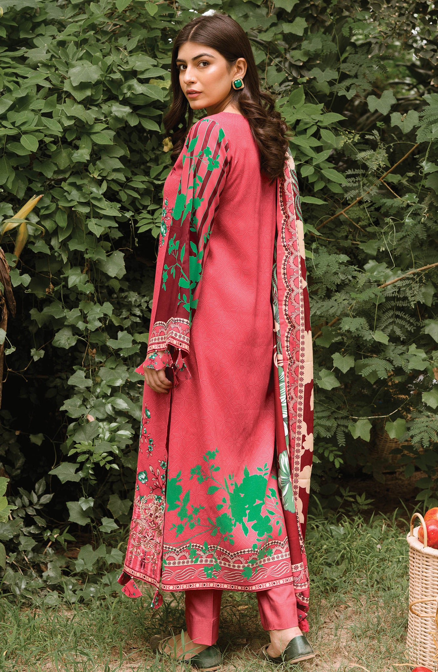 Unstitched 3 Piece Embroidered Linen Suit (OTL-20-205/B (ROSE PINK))