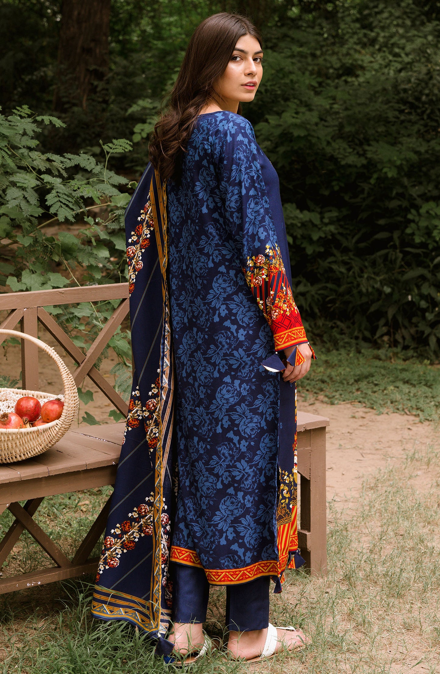 Unstitched 3 Piece Embroidered Linen Suit (OTL-20-204/A (BLUE))