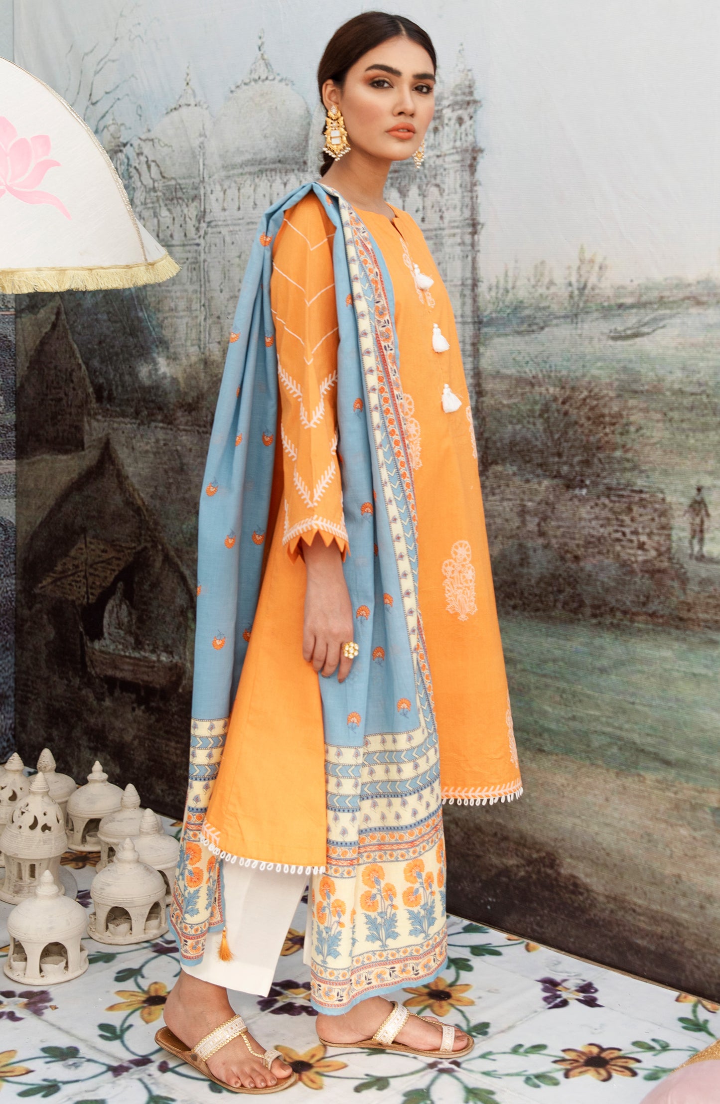 Unstitched 2 Piece Puff Printed Lawn Shirt Dupatta