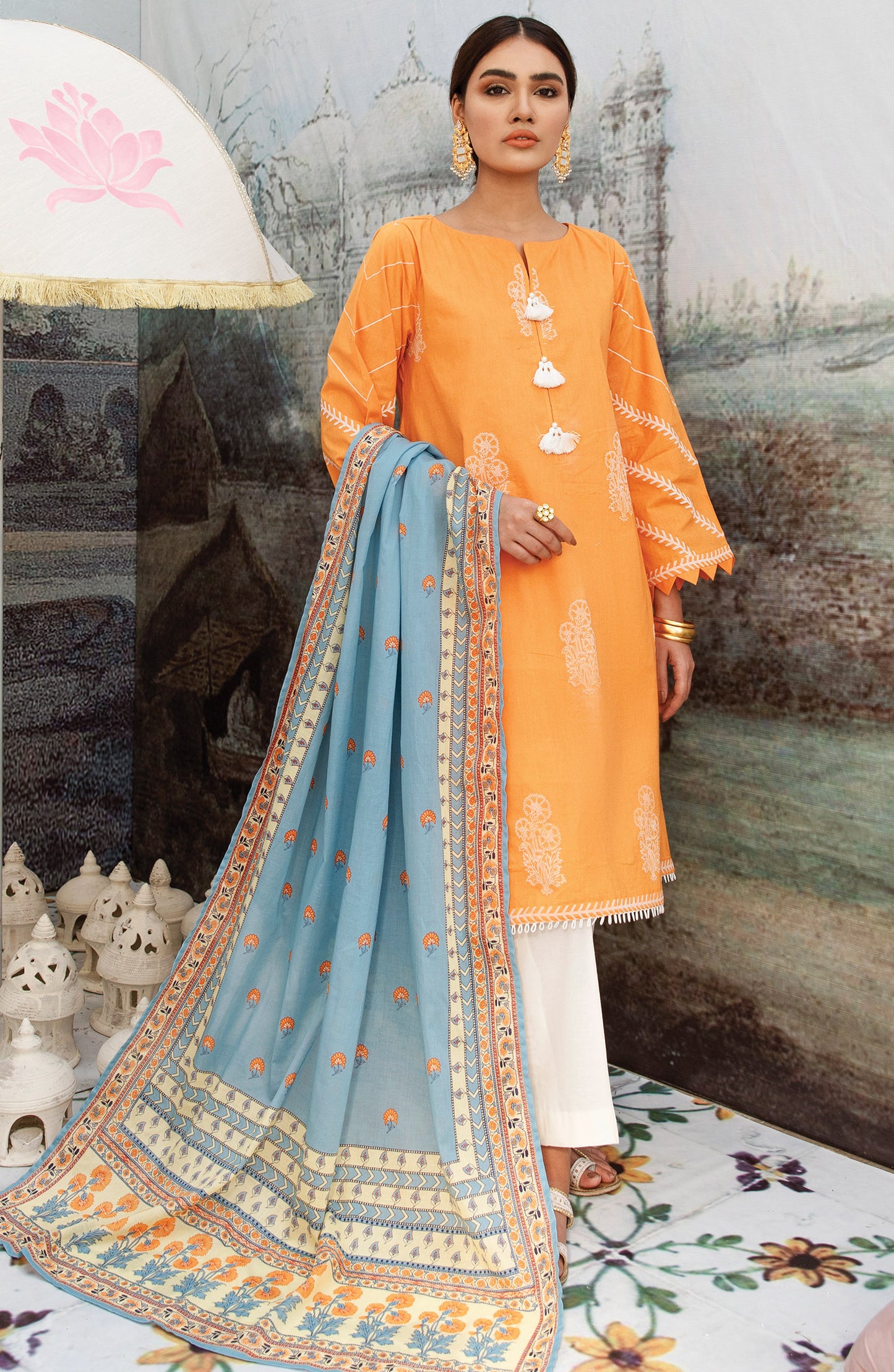 Unstitched 2 Piece Puff Printed Lawn Shirt Dupatta