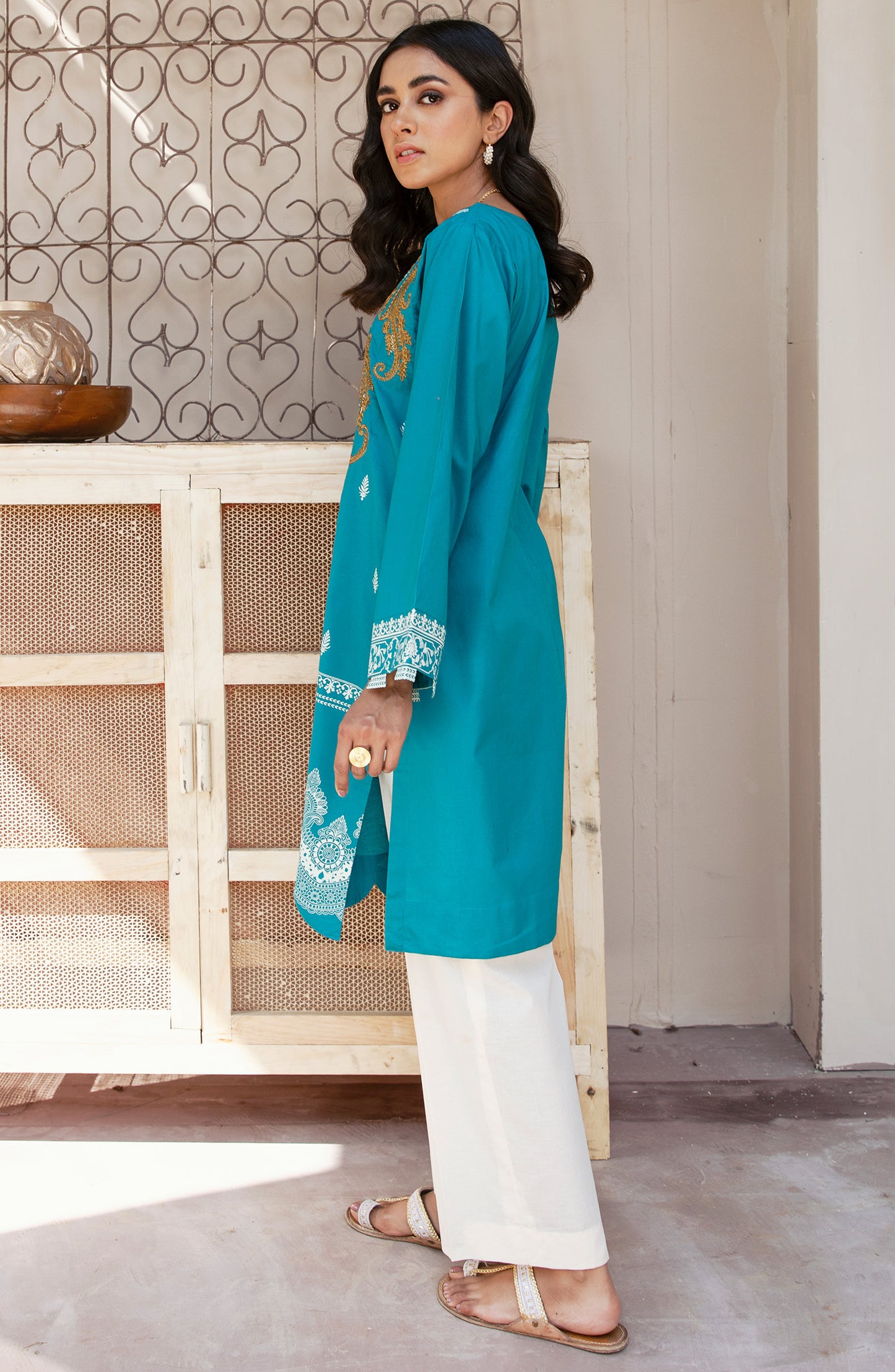 Stitched 1 Piece Embroidered Cambric Shirt