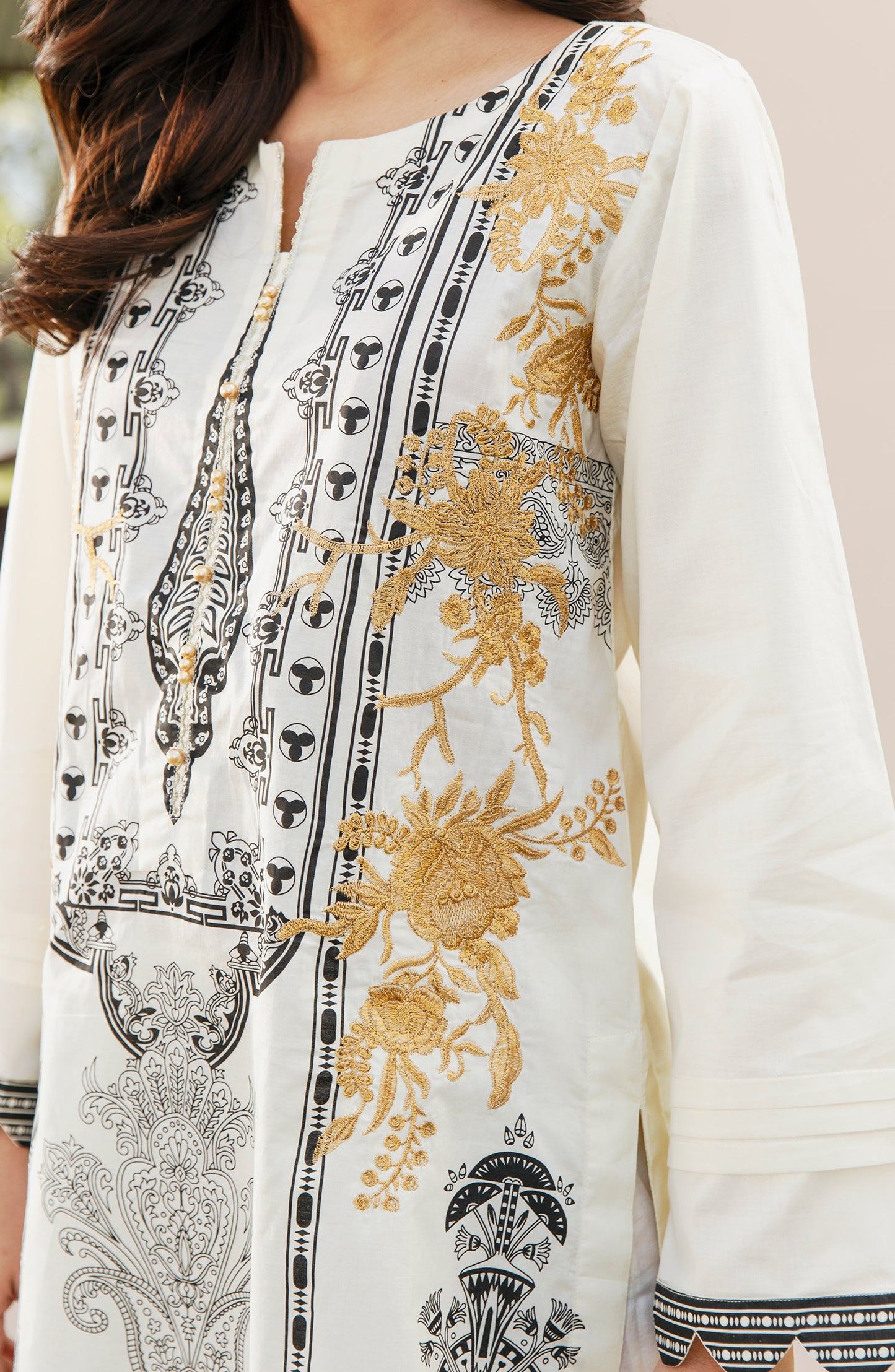 Stitched 1 Piece Embroidered Cambric Shirt