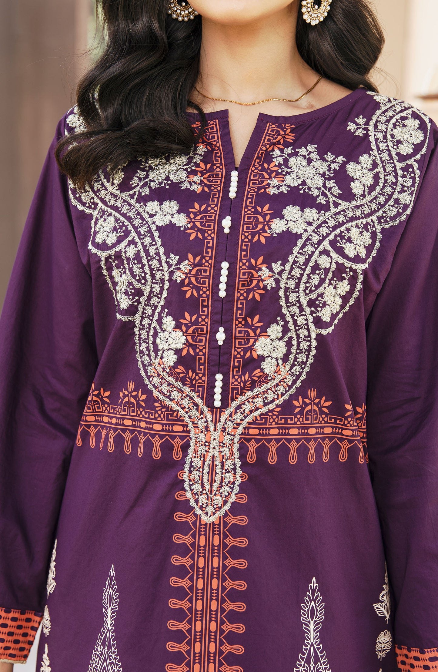 Stitched 1 Piece Embroidered Cambric Shirt