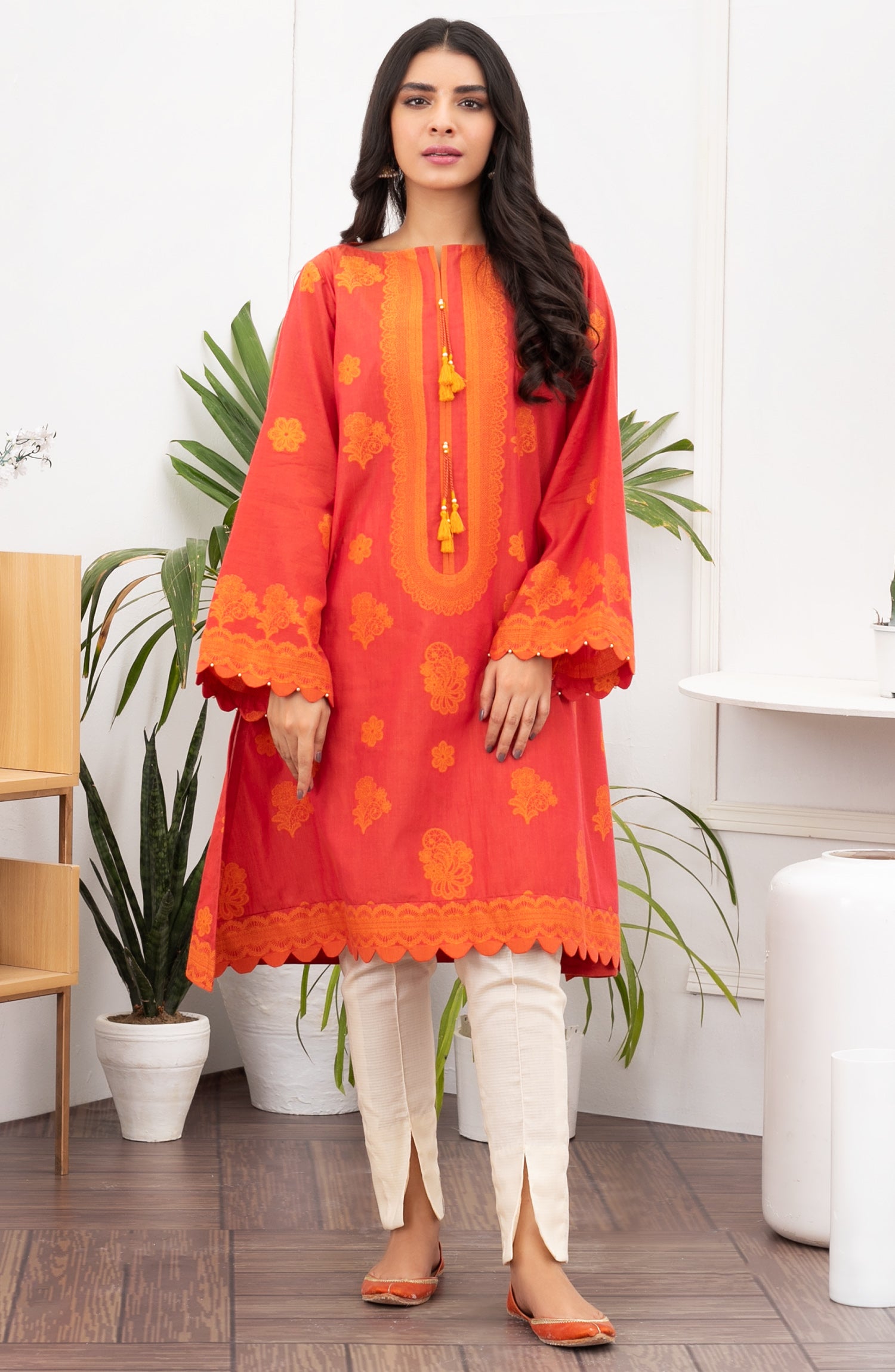 HCS-22-064/U RED JACQUARD SCSHIRT UNSTITCHED SHIRT