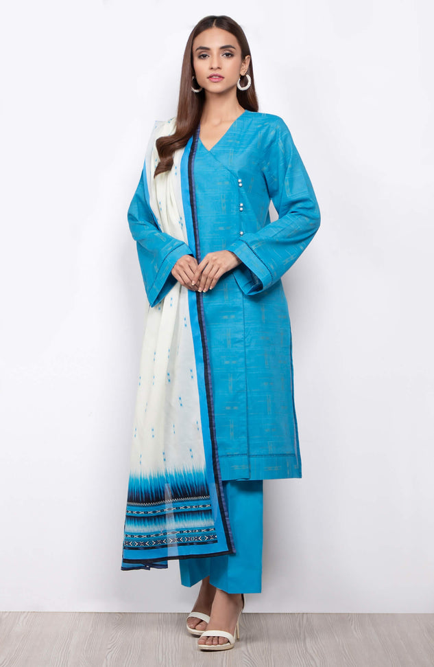 Unstitched 3 Piece Dyed Jacquard Suit