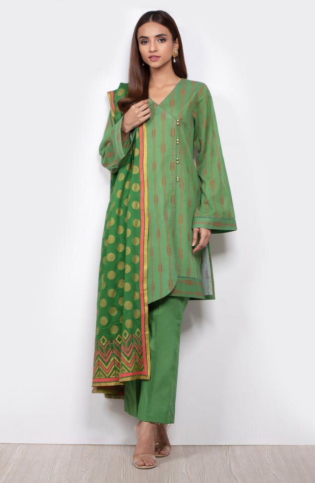 Unstitched 3 Piece Dyed Jacquard Suit
