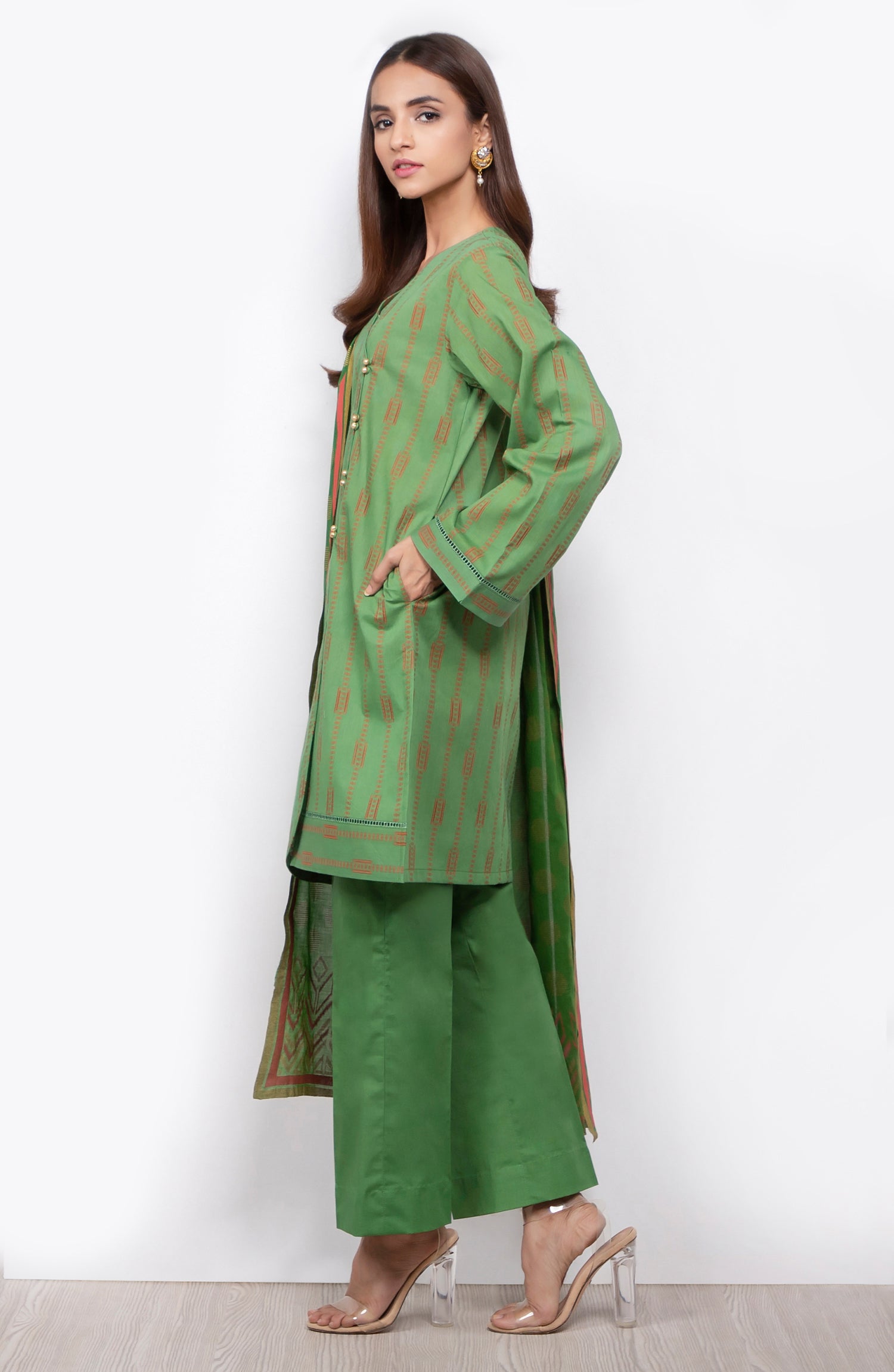 Unstitched 3 Piece Dyed Jacquard Suit