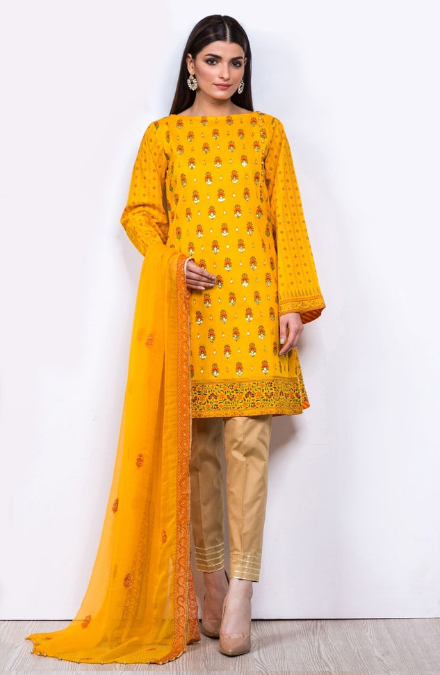 Unstitched 3 Piece Embroidered Lawn Suit