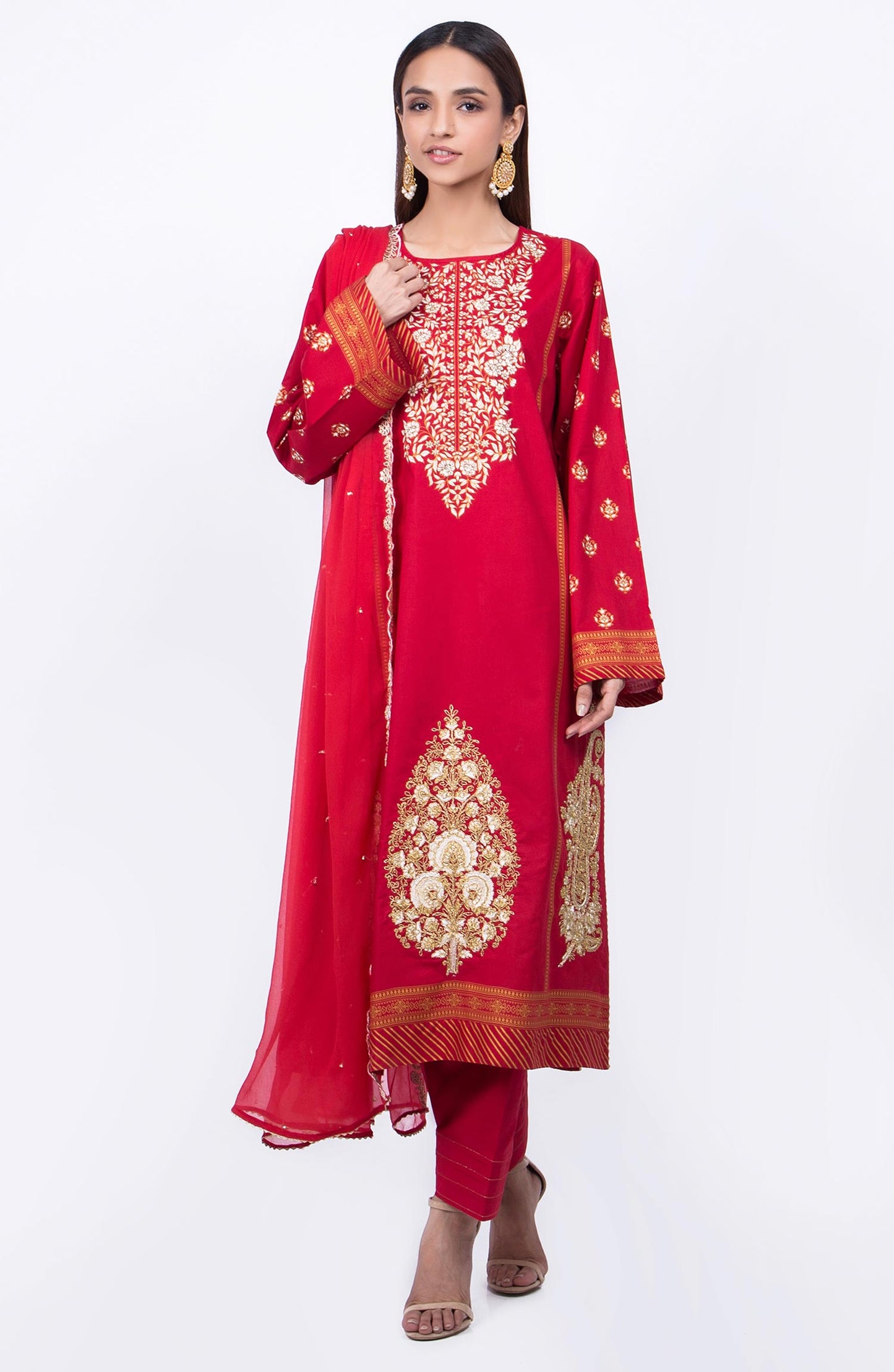 Unstitched 3 Piece Festive Embroidered Suit