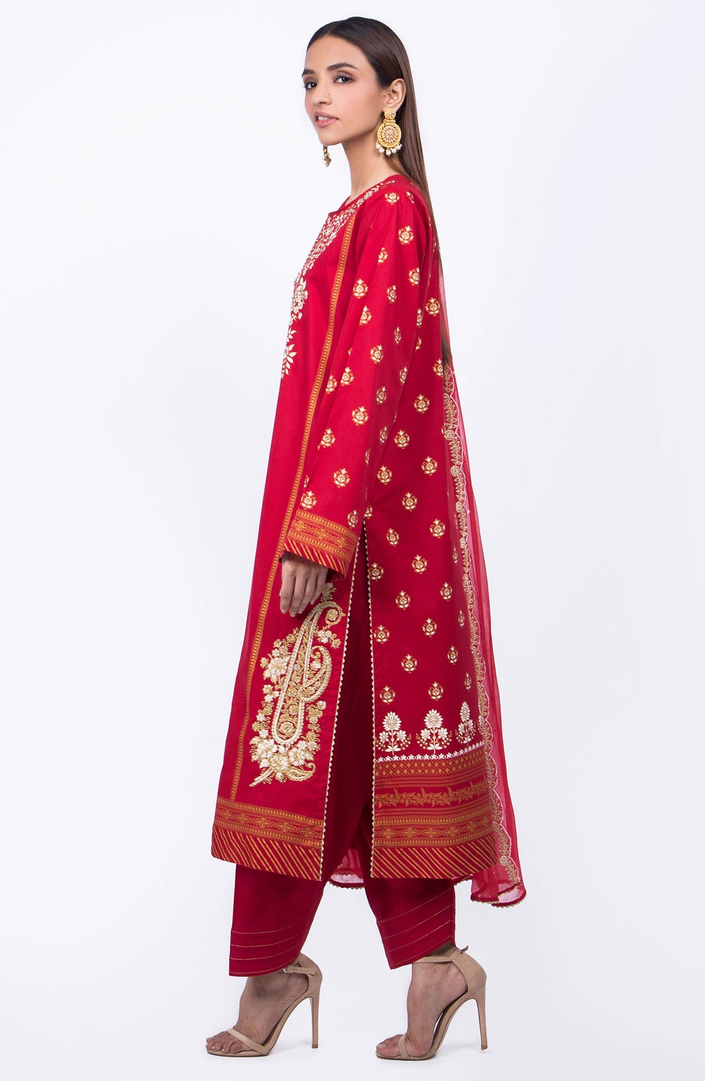 Unstitched 3 Piece Festive Embroidered Suit