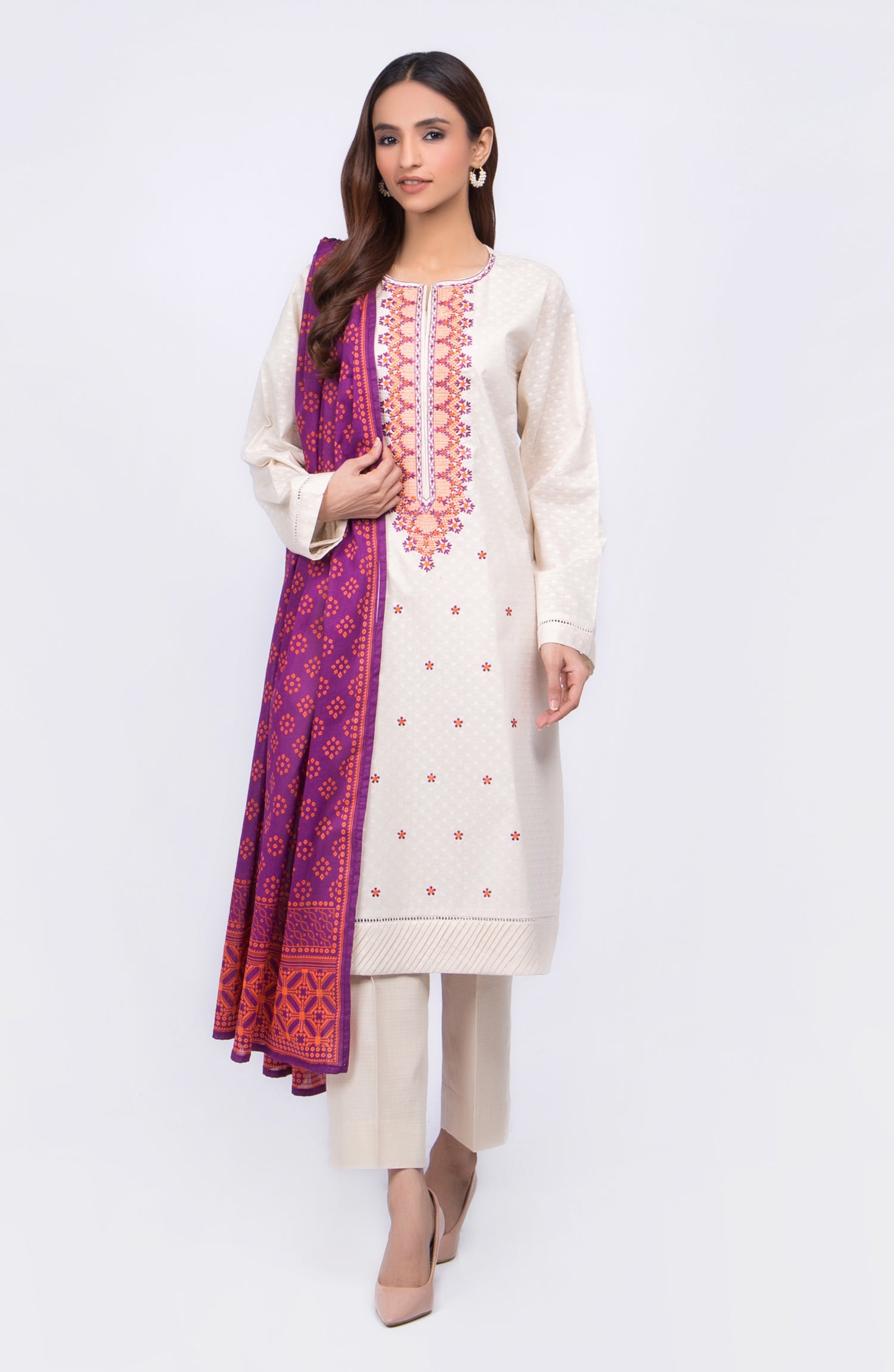 Unstitched 3 Piece Embroidered Lawn Suit (OTL-20-107/A)