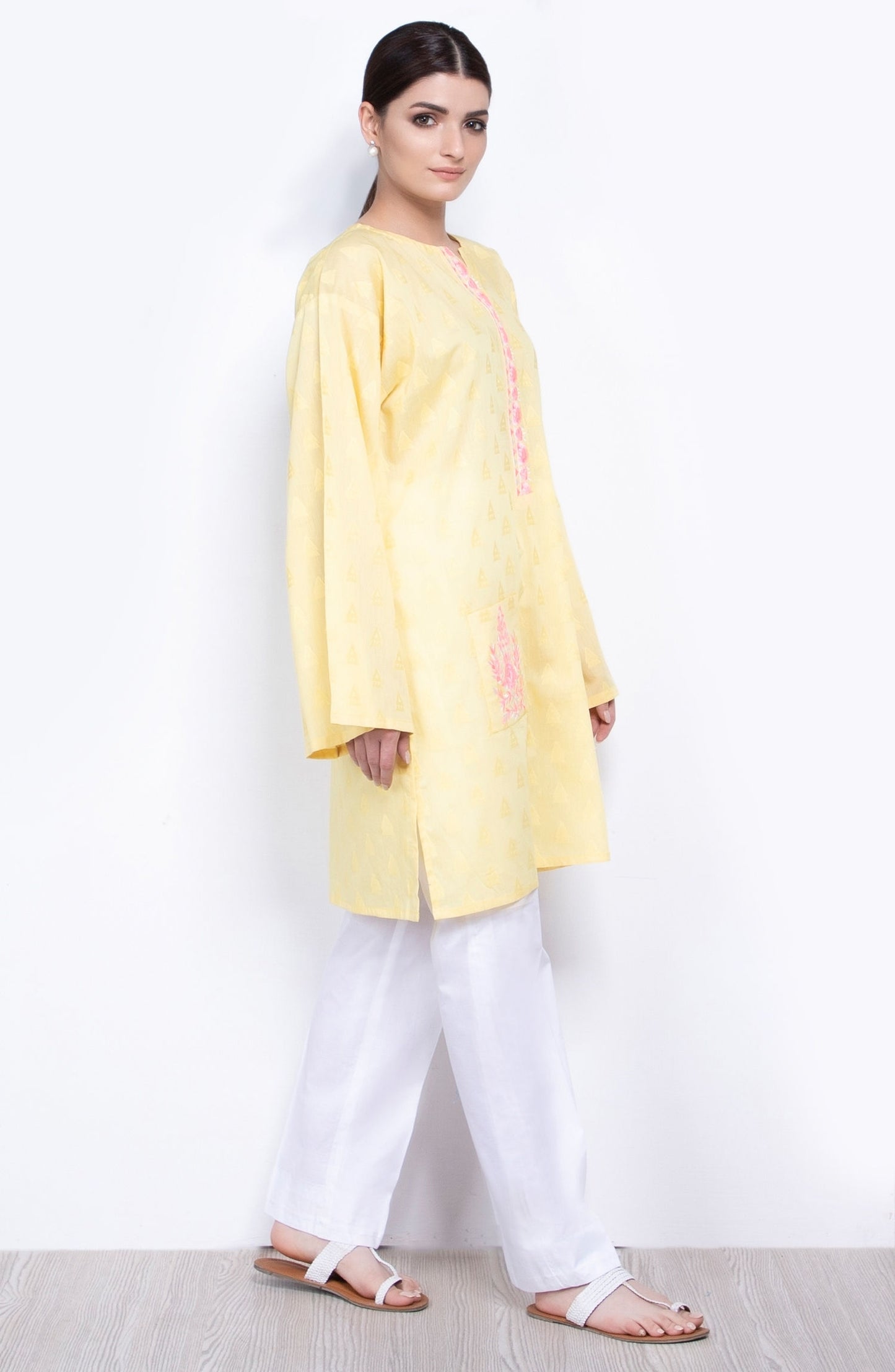 Unstitched 1 Piece Embroidered Jacquard Shirt