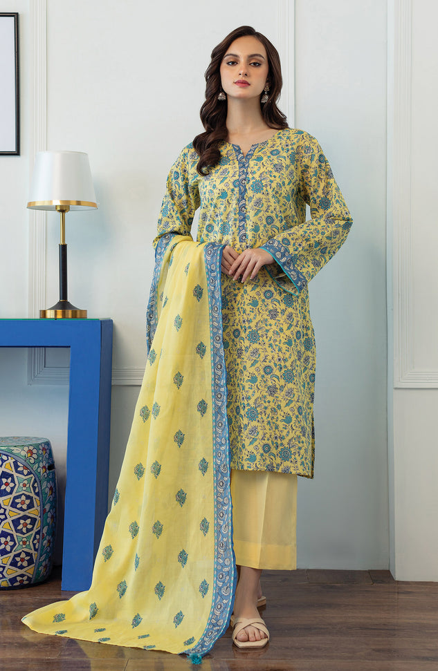 OTL-23-075/S YELLOW LAWN  READY TO WEAR SHIRT DUPATTA PANTS