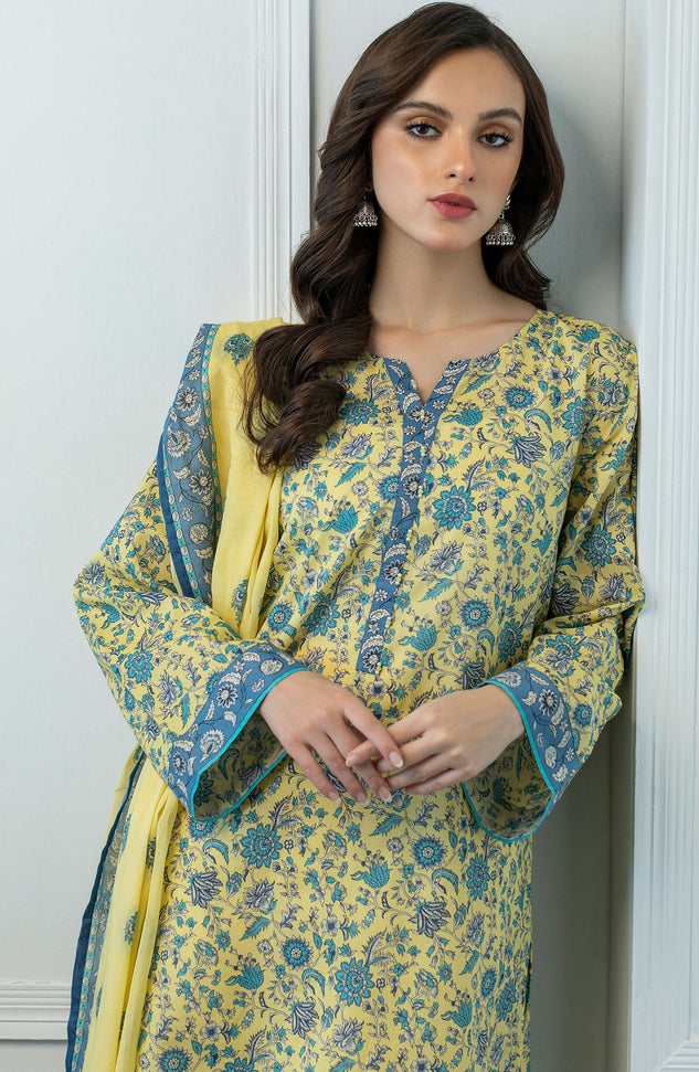 OTL-23-075/S YELLOW LAWN  READY TO WEAR SHIRT DUPATTA PANTS