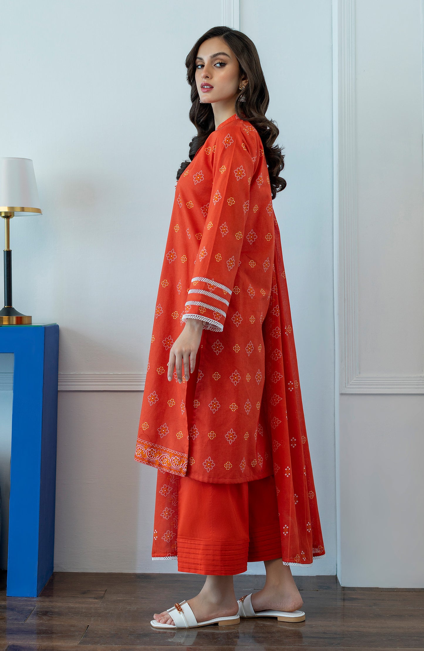 OTL-23-005/U ORANGE LAWN  UNSTITCHED SHIRT DUPATTA PANTS