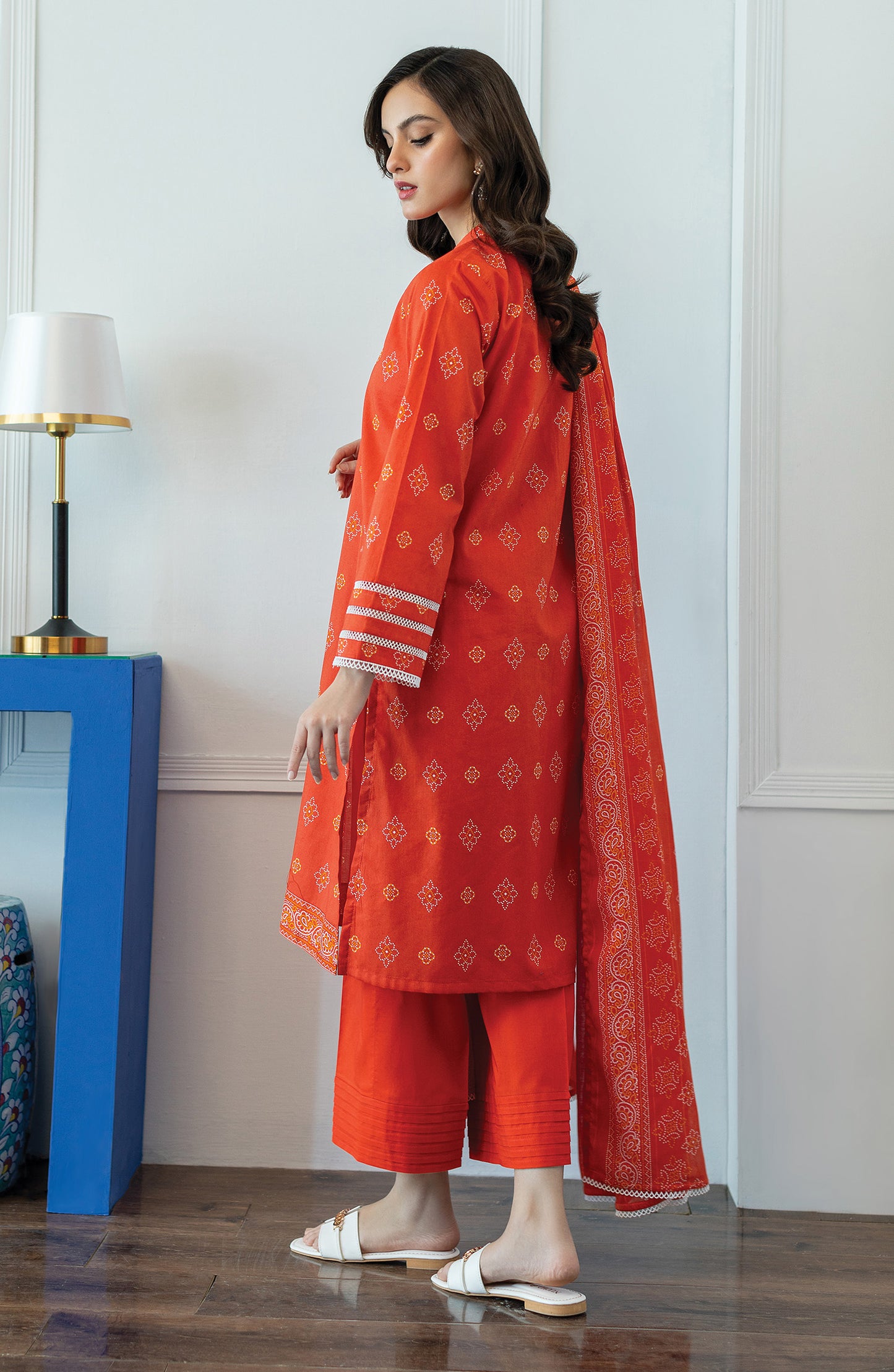 OTL-23-005/U ORANGE LAWN  UNSTITCHED SHIRT DUPATTA PANTS