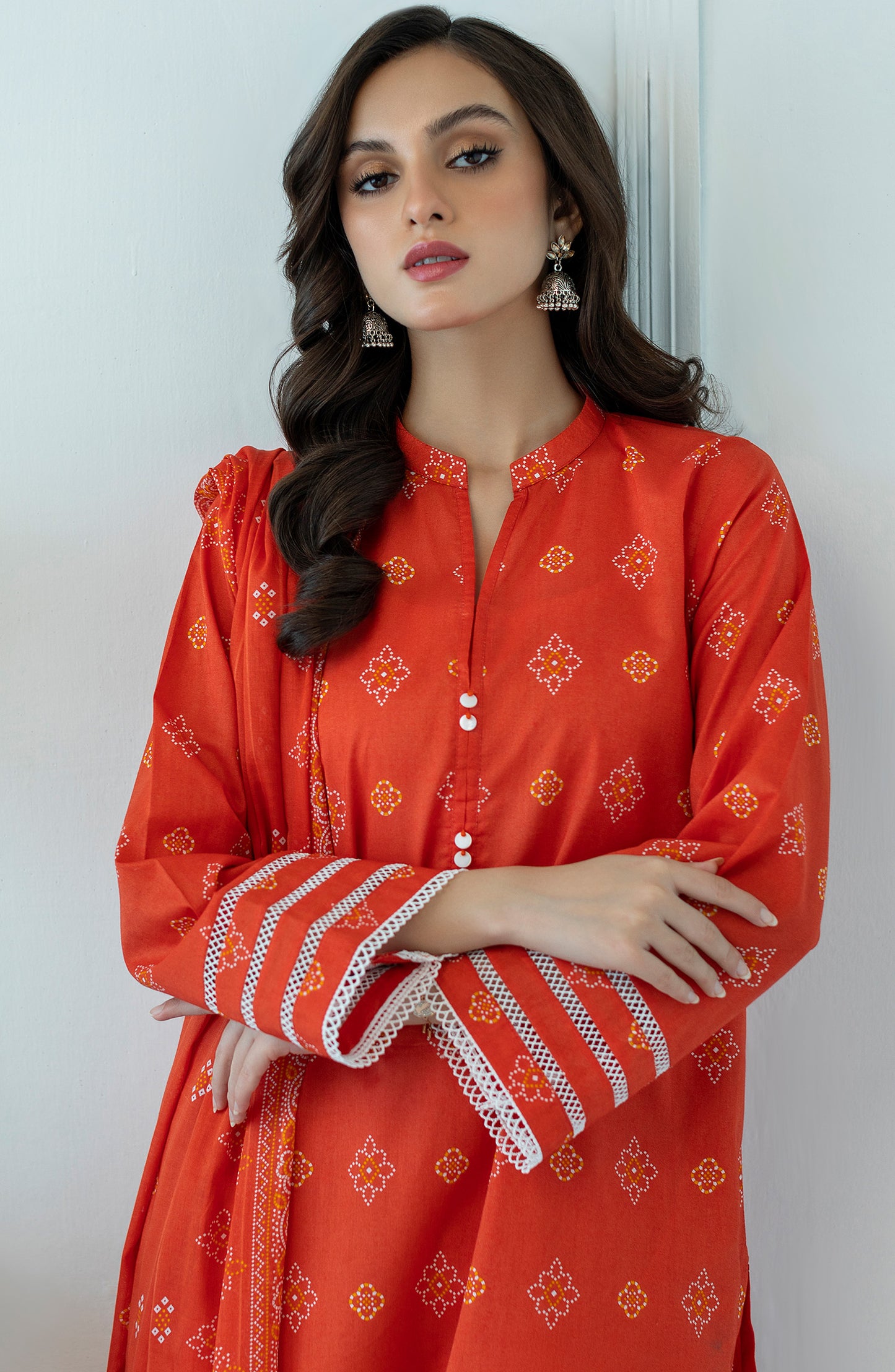 OTL-23-005/U ORANGE LAWN  UNSTITCHED SHIRT DUPATTA PANTS
