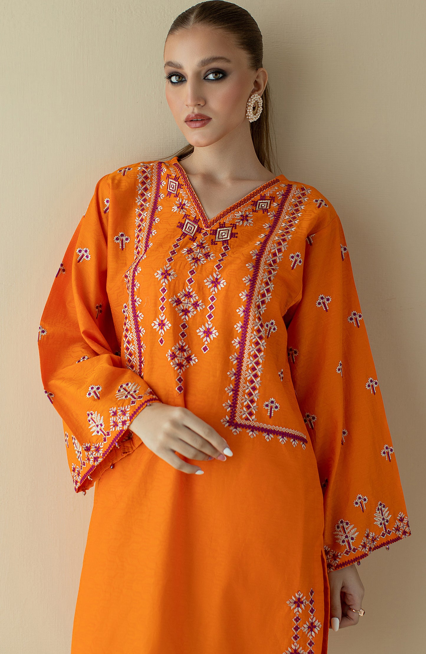 NRHC-160/S ORANGE JACQUARD SCSHIRT READY TO WEAR SHIRT