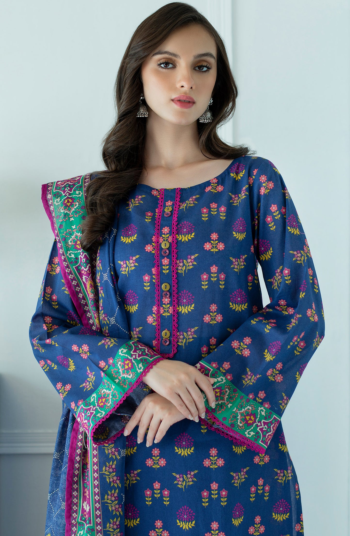 OTL-23-084/U BLUE LAWN  UNSTITCHED SHIRT DUPATTA PANTS