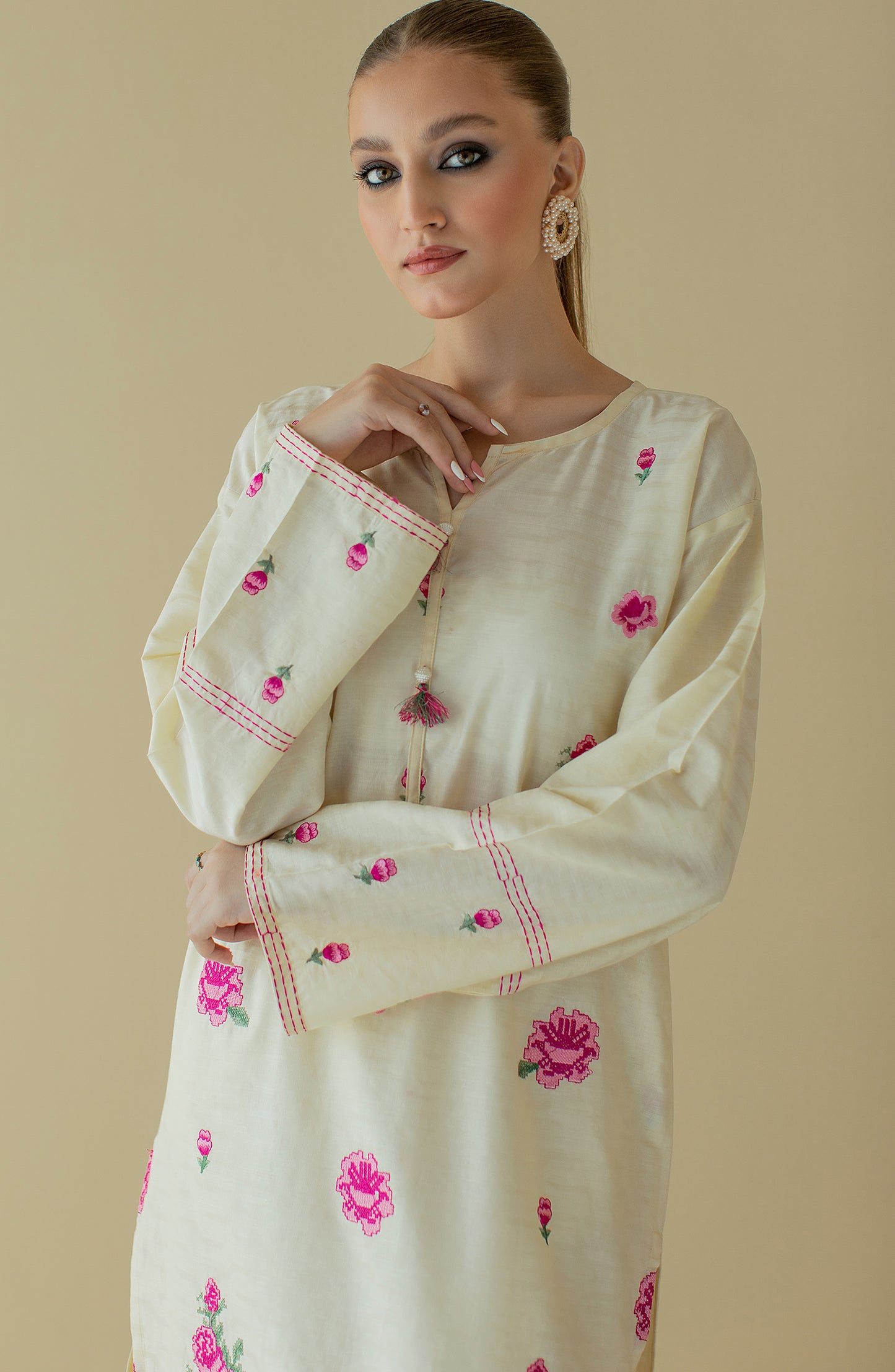 NRHC-150/S CREAM JACQUARD SCSHIRT READY TO WEAR SHIRT