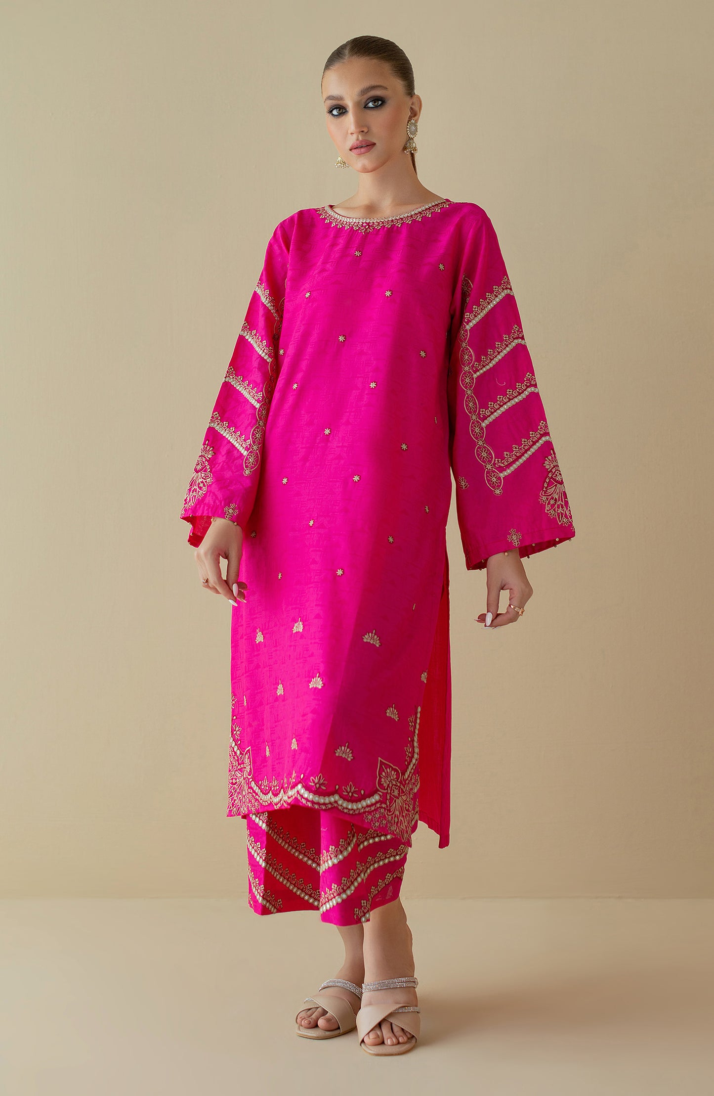 NRHC-164/S PINK JACQUARD  READY TO WEAR SHIRT PANTS
