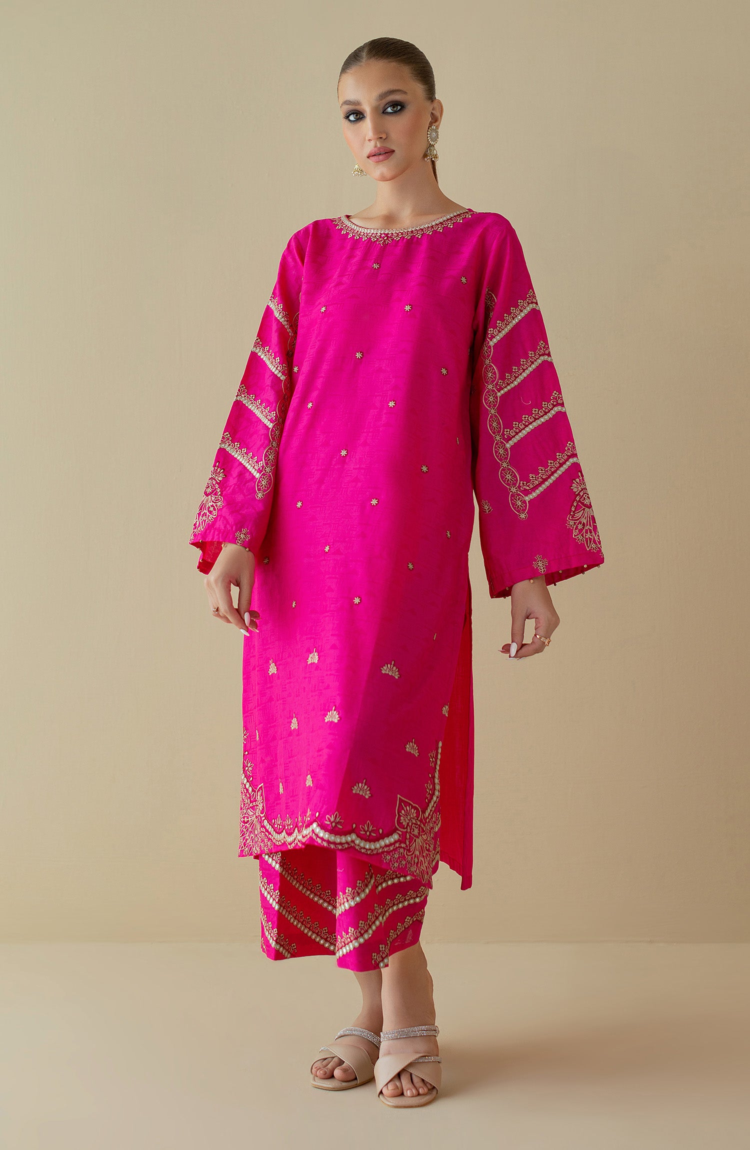 NRHC-164/S PINK JACQUARD  READY TO WEAR SHIRT PANTS