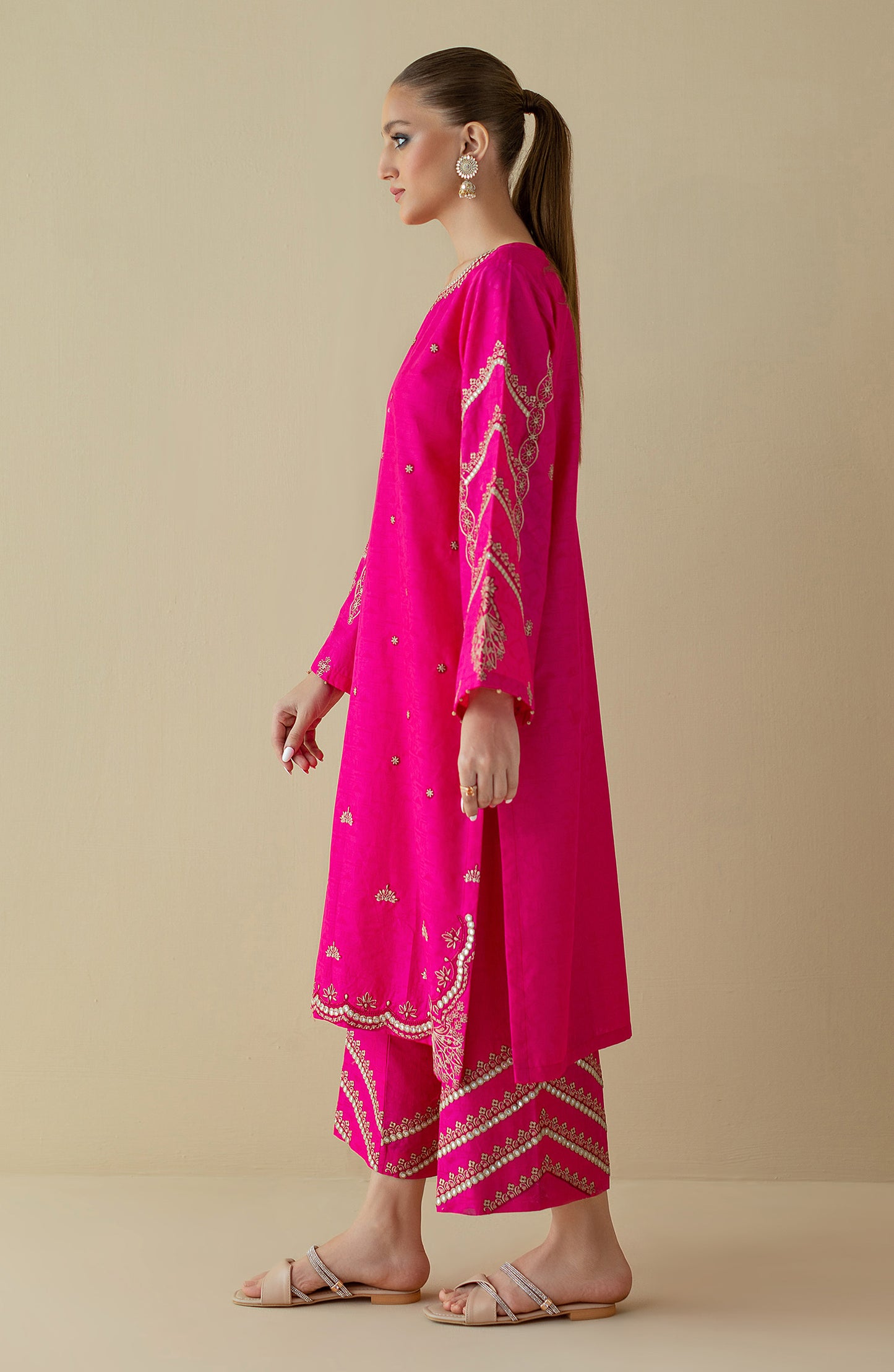 NRHC-164/S PINK JACQUARD  READY TO WEAR SHIRT PANTS