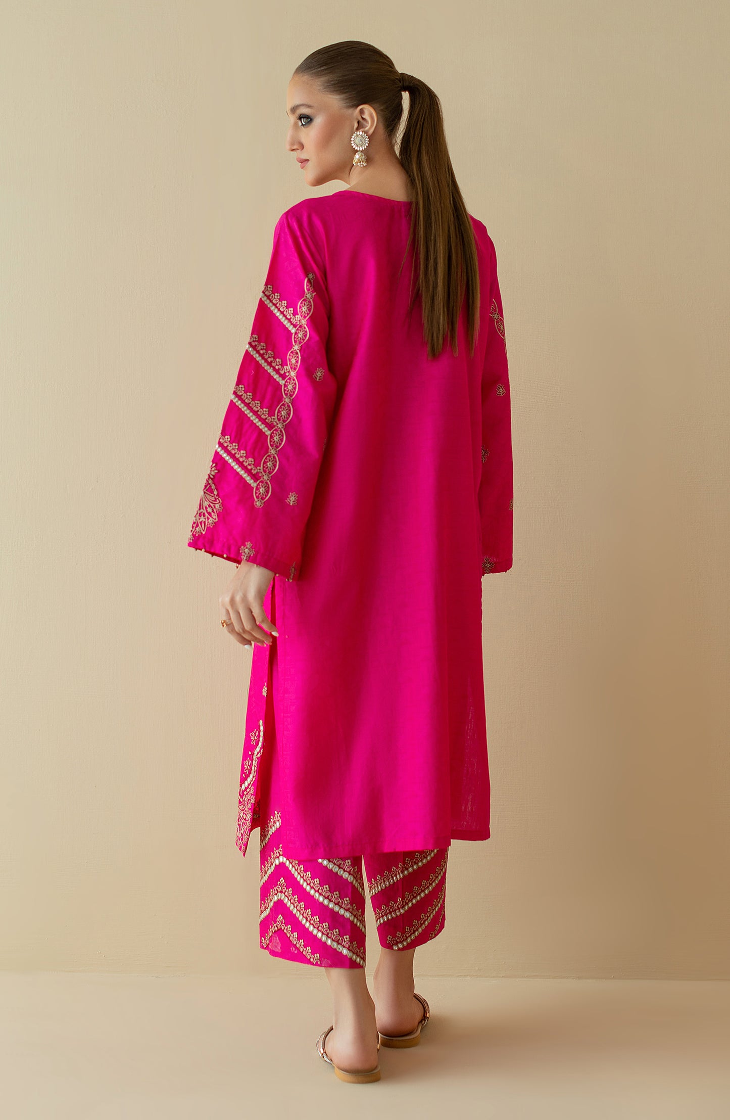 NRHC-164/S PINK JACQUARD  READY TO WEAR SHIRT PANTS