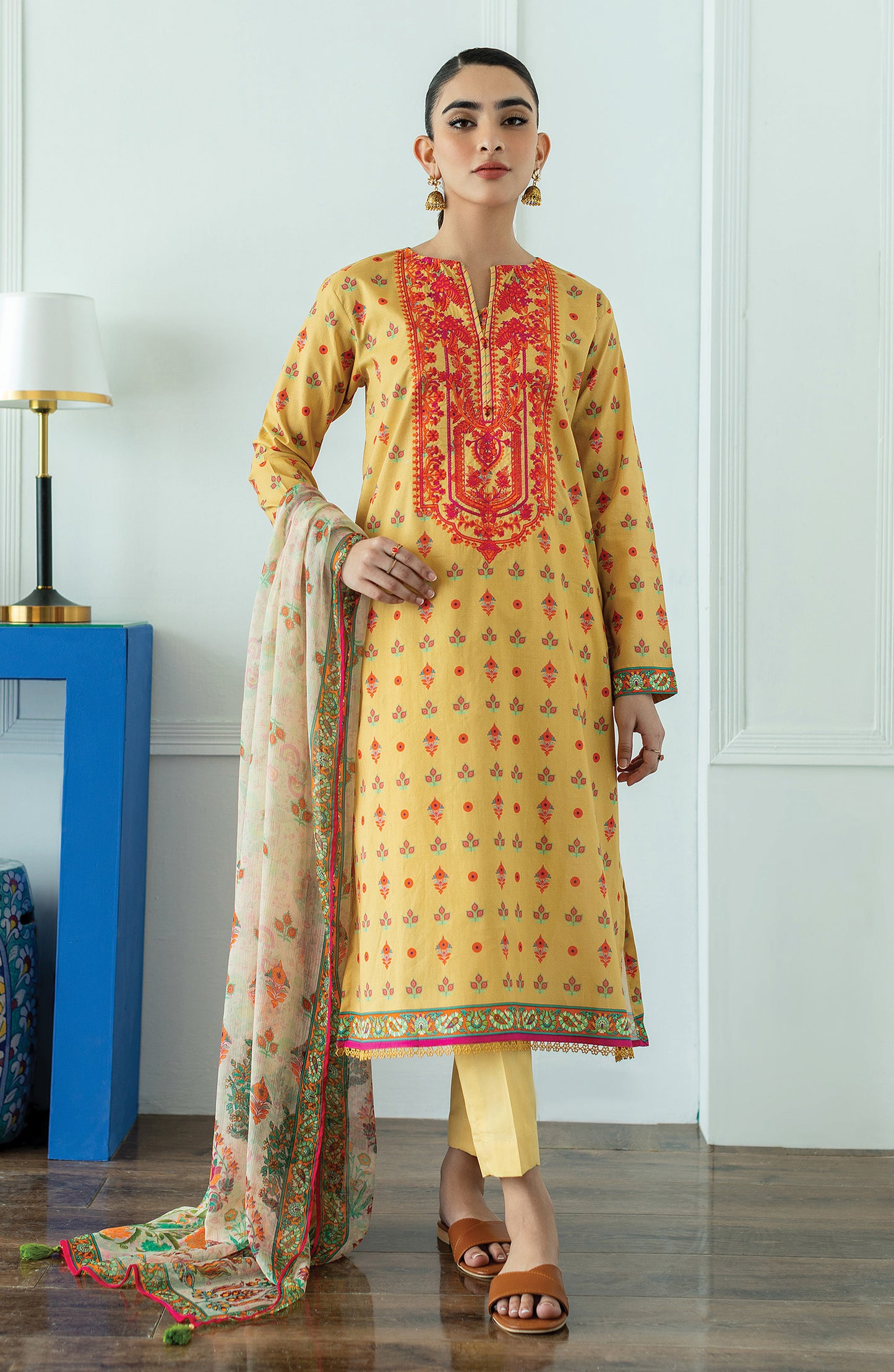 OTL-23-029/S BEIGE LAWN  READY TO WEAR SHIRT DUPATTA PANTS