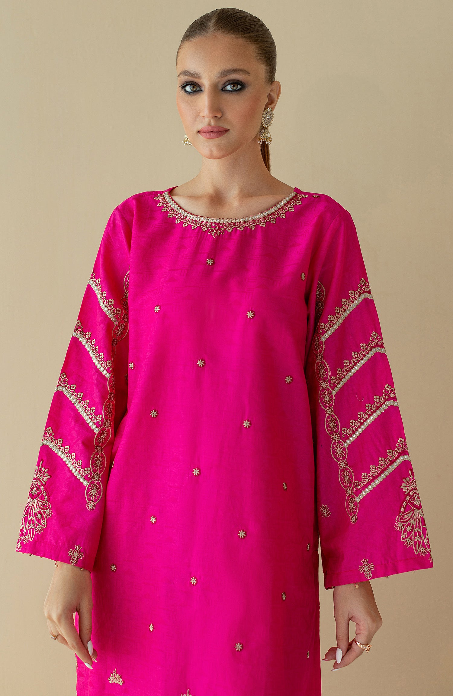 NRHC-164/S PINK JACQUARD  READY TO WEAR SHIRT PANTS