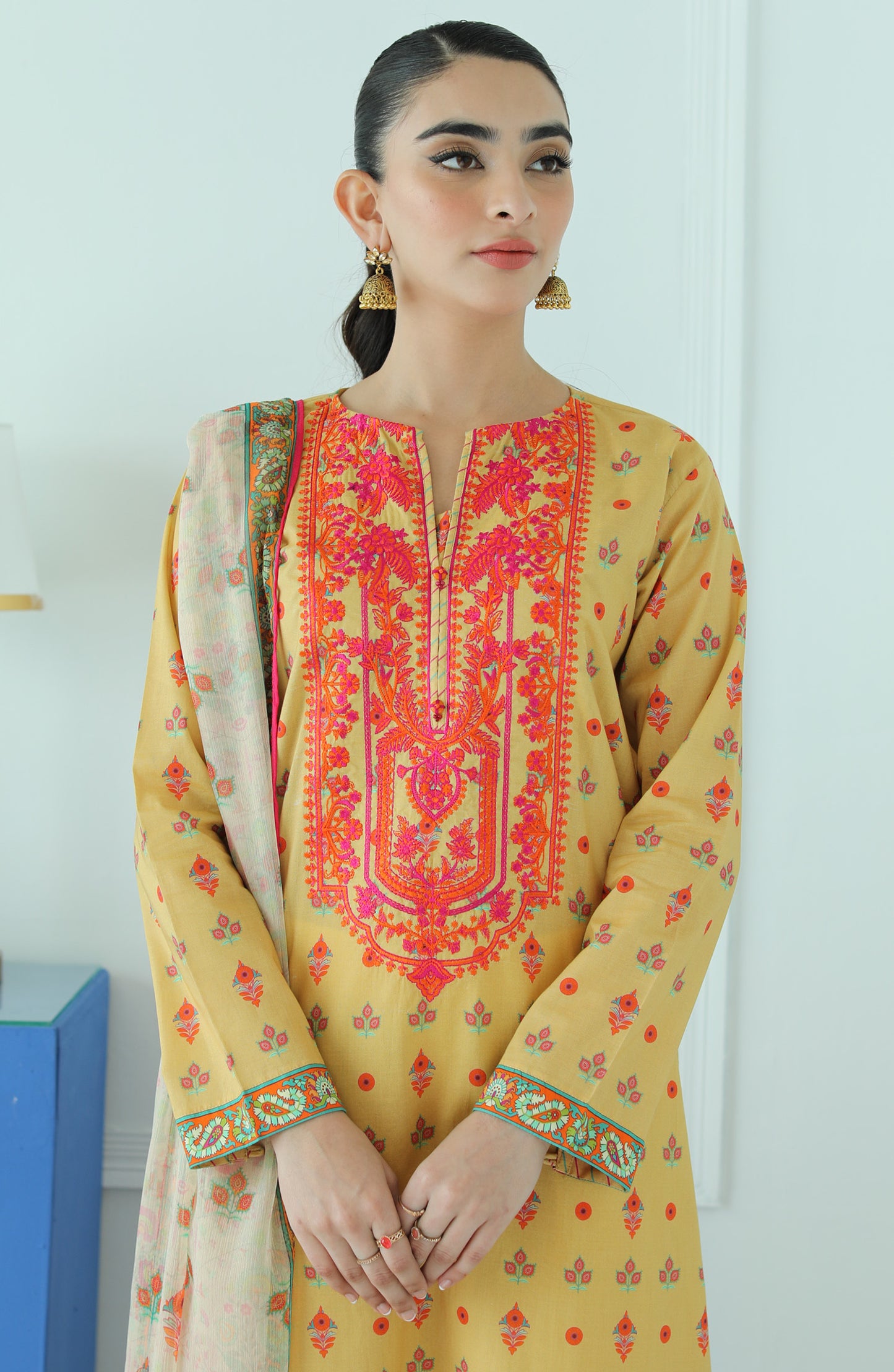 OTL-23-029/S BEIGE LAWN  READY TO WEAR SHIRT DUPATTA PANTS