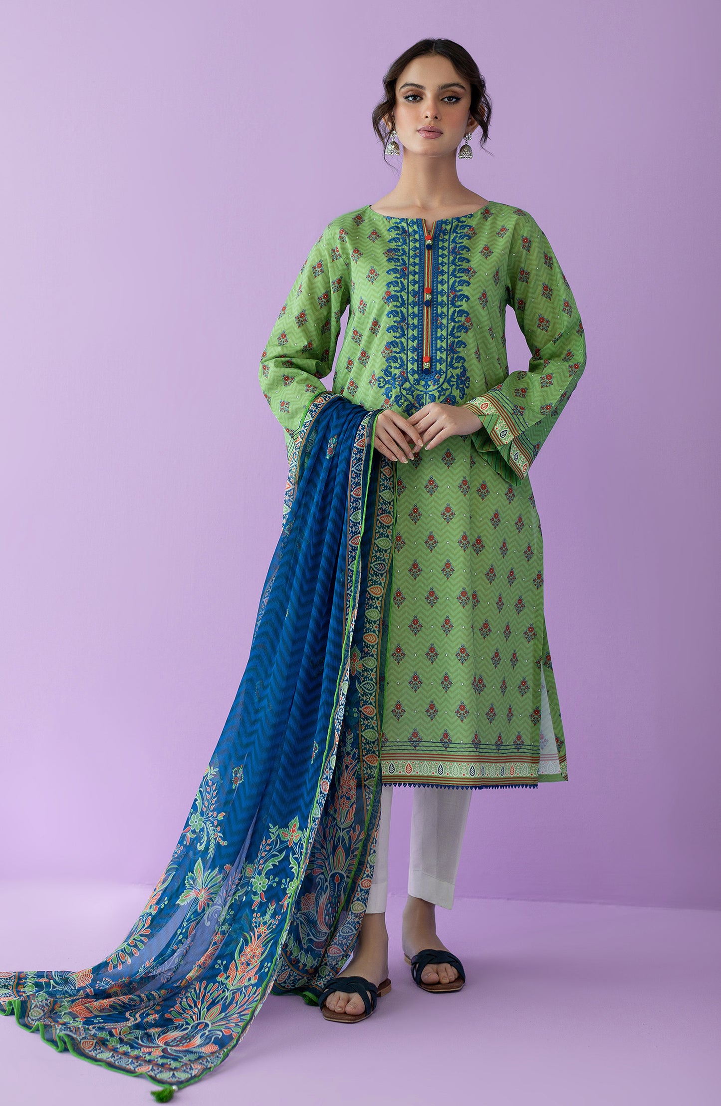 NRDS-23-005/S GREEN LAWN  READY TO WEAR SHIRT DUPATTA
