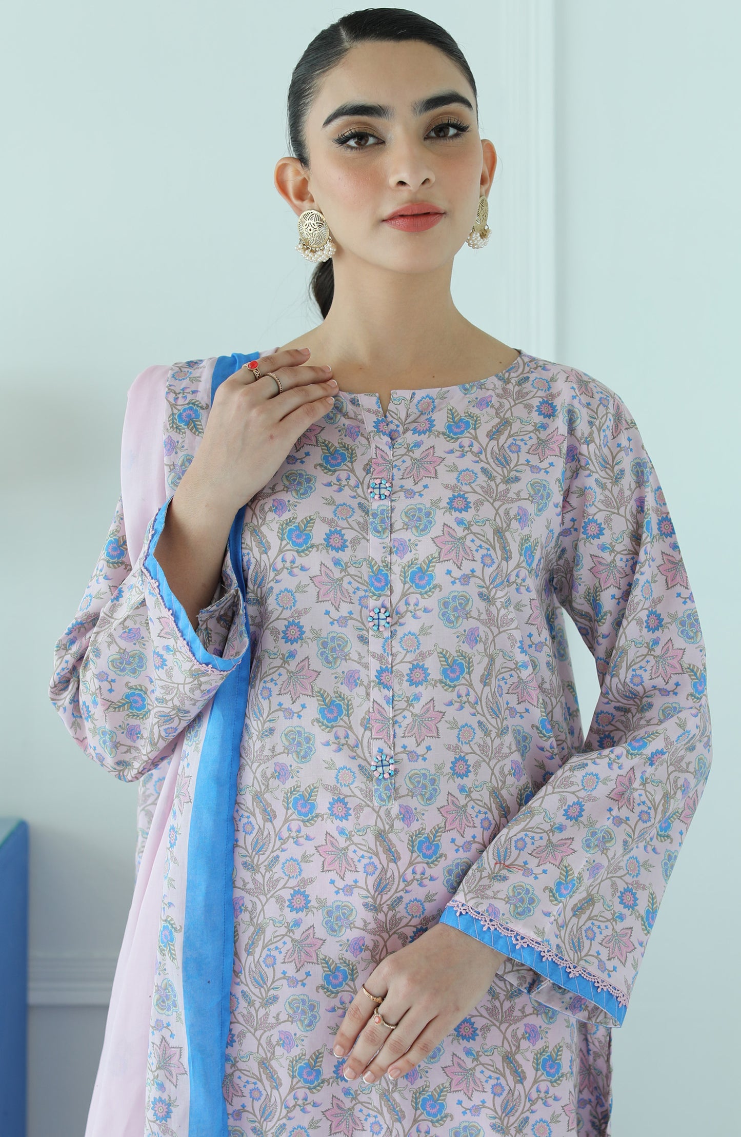 OTL-23-002/U PINK LAWN  UNSTITCHED SHIRT DUPATTA PANTS