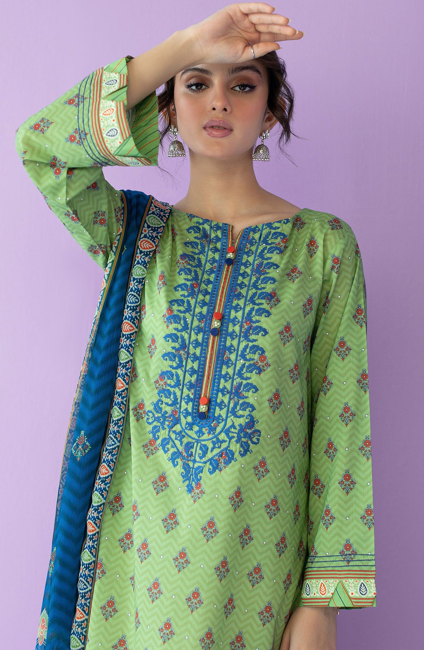 NRDS-23-005/S GREEN LAWN  READY TO WEAR SHIRT DUPATTA