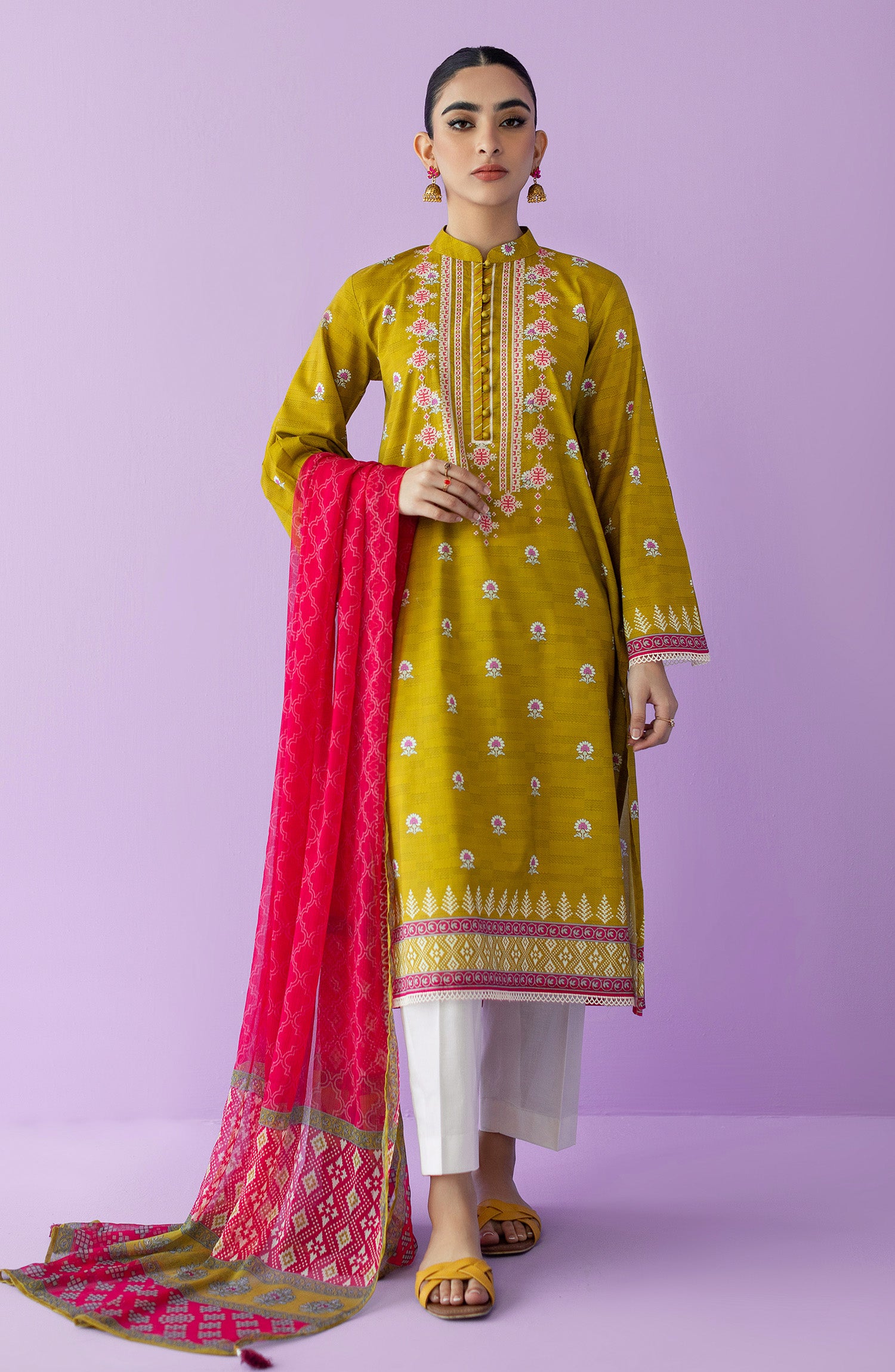 NRDS-23-002/U MUSTARD LAWN  UNSTITCHED SHIRT DUPATTA