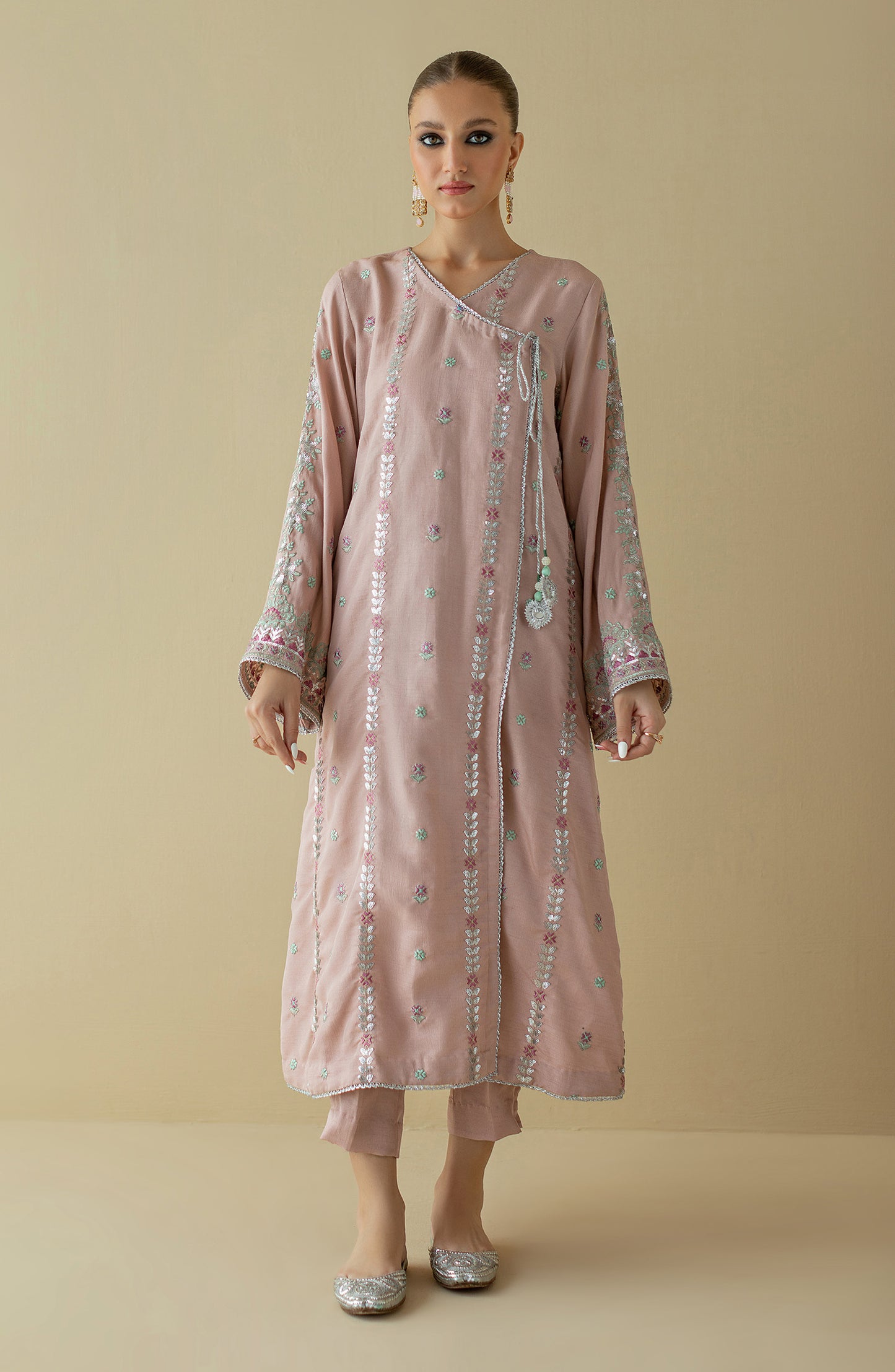 NF-ST-22-005 LIGHT PINK RAW SILK  READY TO WEAR SHIRT PANTS
