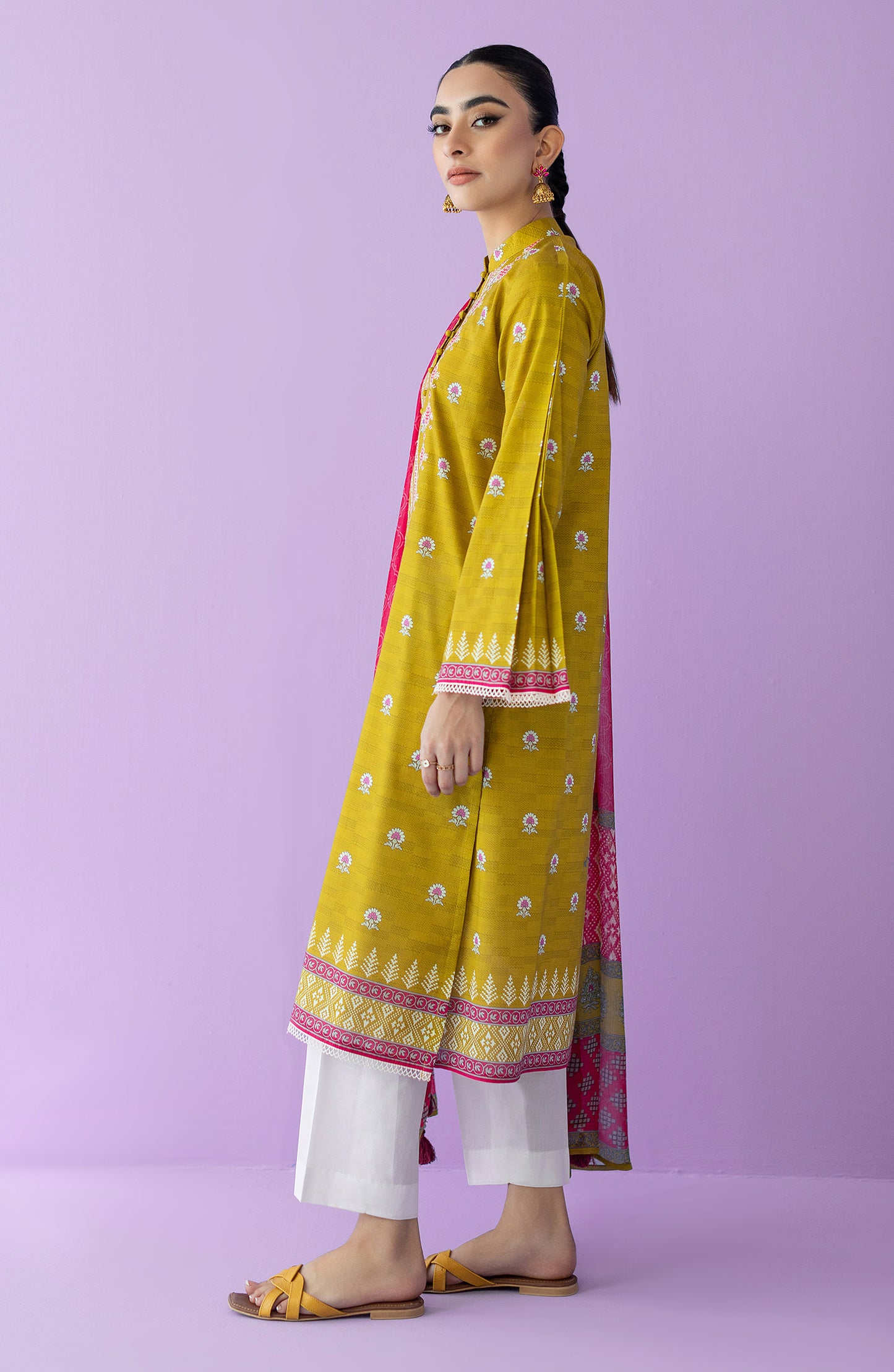 NRDS-23-002/U MUSTARD LAWN  UNSTITCHED SHIRT DUPATTA