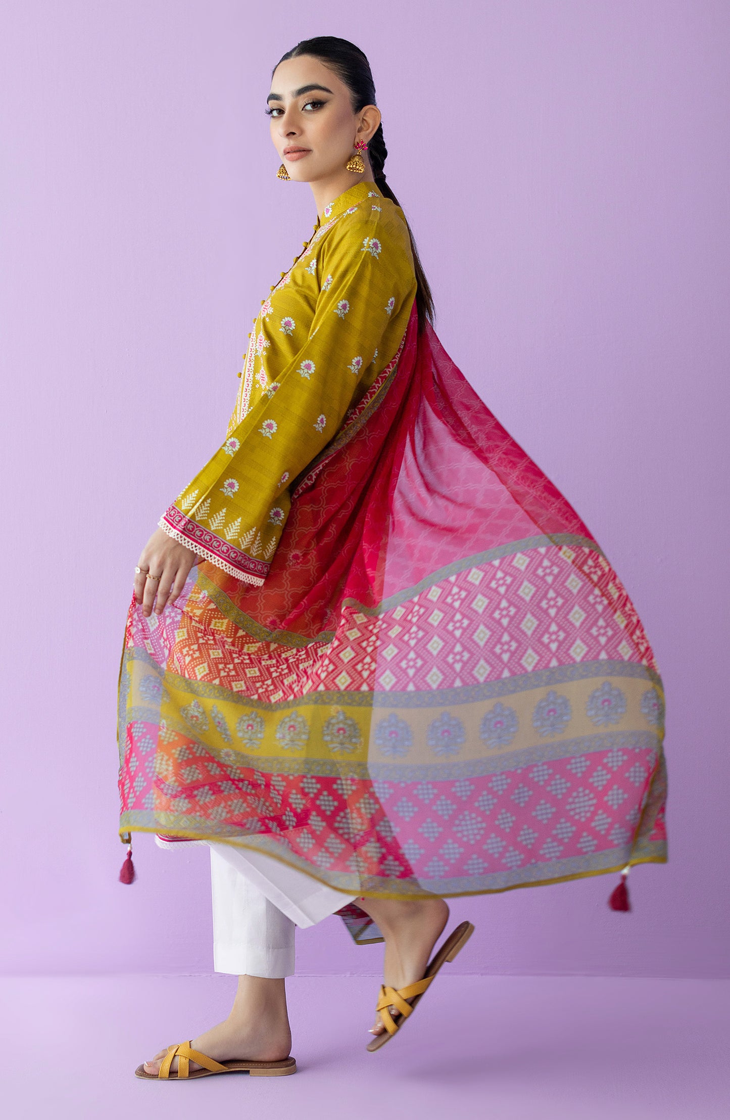 NRDS-23-002/U MUSTARD LAWN  UNSTITCHED SHIRT DUPATTA