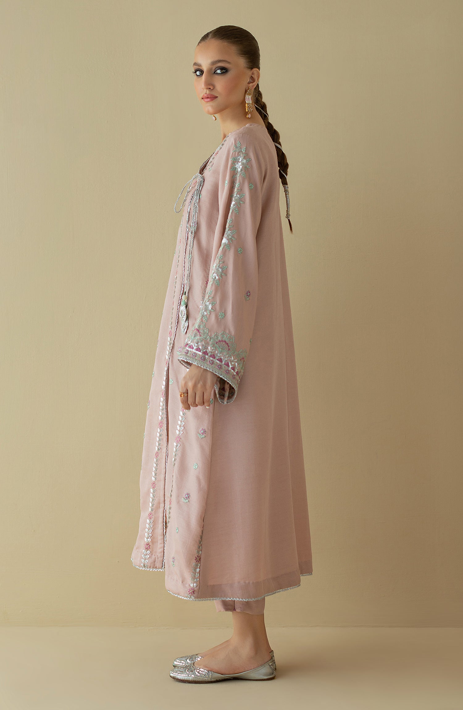 NF-ST-22-005 LIGHT PINK RAW SILK  READY TO WEAR SHIRT PANTS