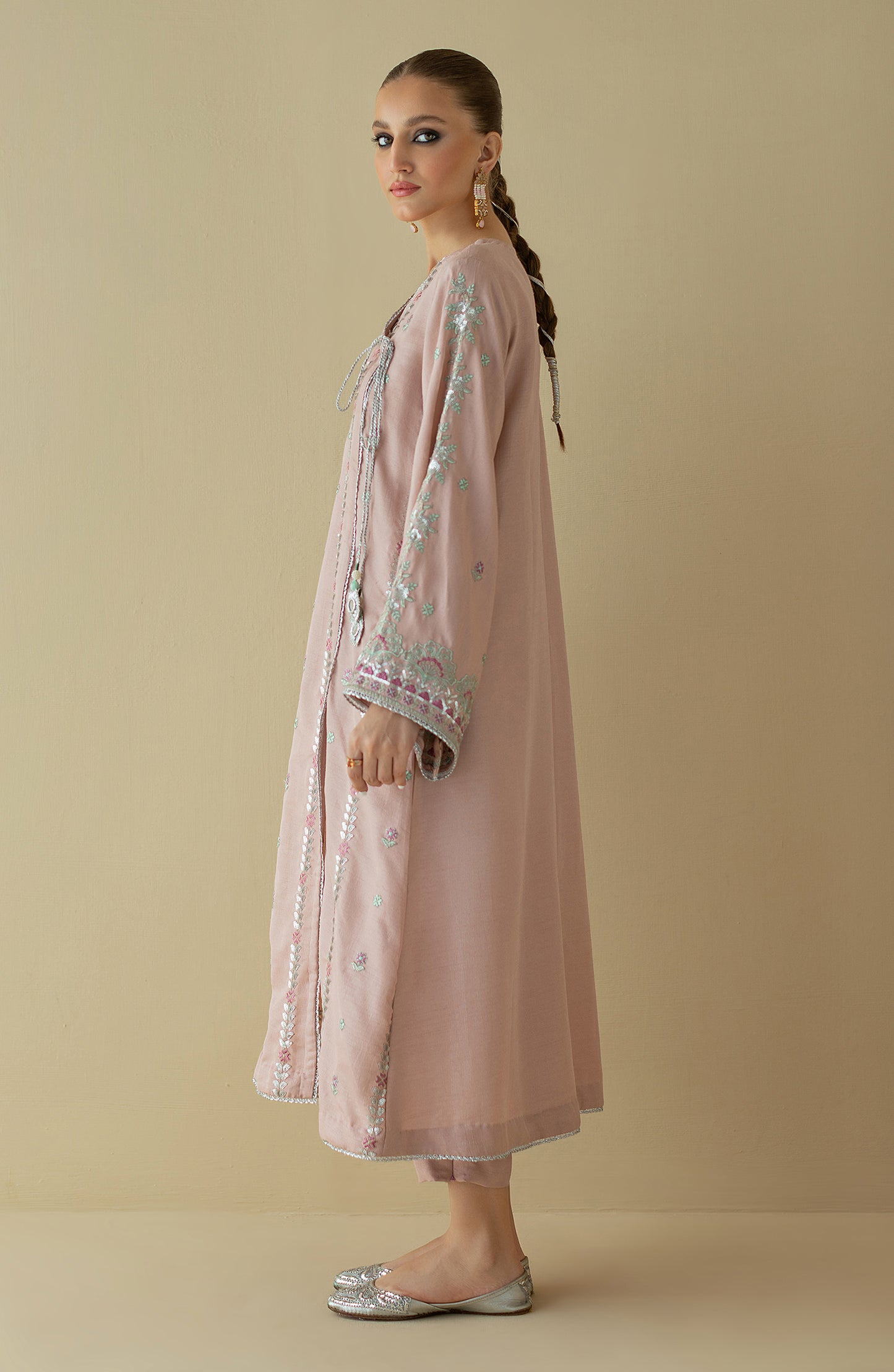 NF-ST-22-005 LIGHT PINK RAW SILK  READY TO WEAR SHIRT PANTS