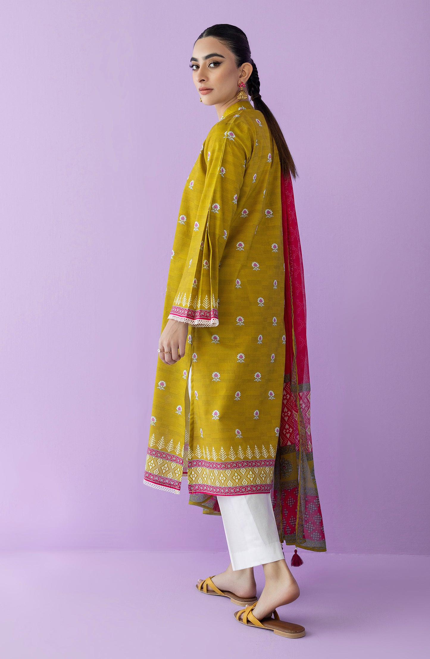 NRDS-23-002/U MUSTARD LAWN  UNSTITCHED SHIRT DUPATTA