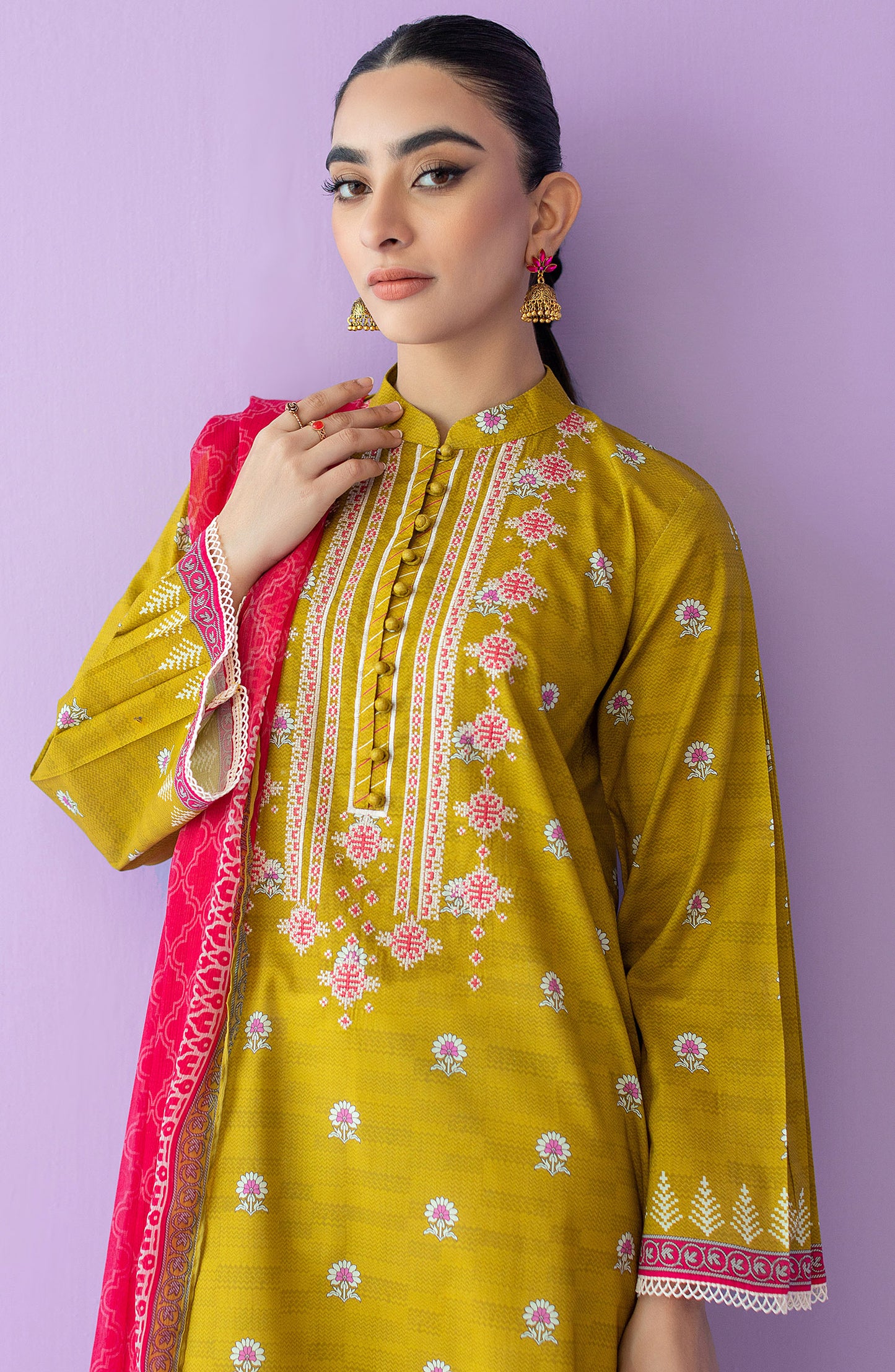 NRDS-23-002/U MUSTARD LAWN  UNSTITCHED SHIRT DUPATTA