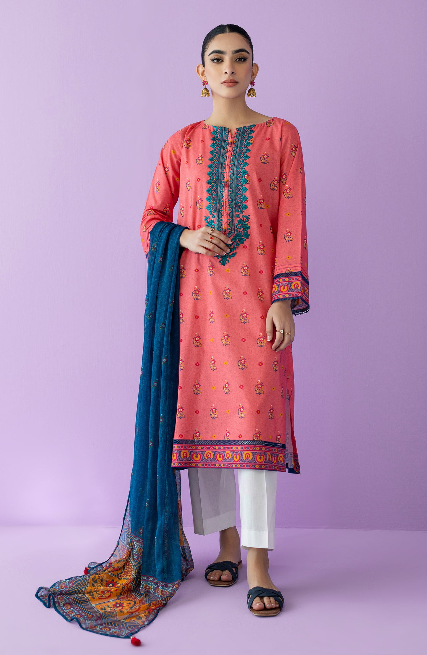 NRDS-23-001/U PINK LAWN  UNSTITCHED SHIRT DUPATTA